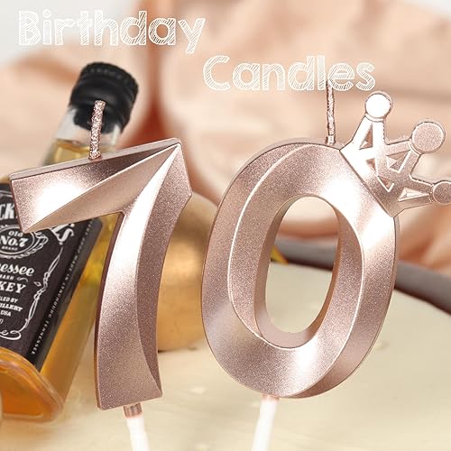 Miniatura 5 de Velas de cumpleaños número 18 para pastel, velas de oro rosa número 18 con corona, diseño 3D para pastel de cumpleaños para niñas y mujeres, fiesta