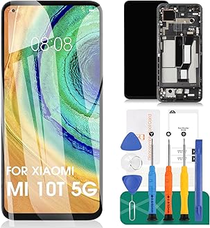 Screen Replacement for Xiaomi Mi 10T 5G / 10T Pro 5G M2007J3SY M2007J3SG Mobile Phone LCD Display Touch Digitizer Assembly Glass Repair with Frame (Black)