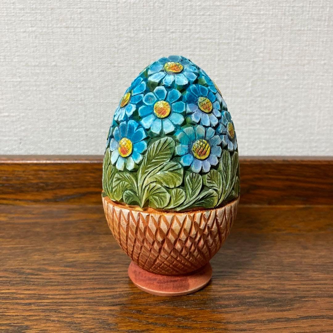 ロシア雑貨☆エッグ型フラワーマトリョーシカ デイジー カービング ロシア雑貨エッグ型フラワーマトリョーシカ デイジーEaster eggカービング