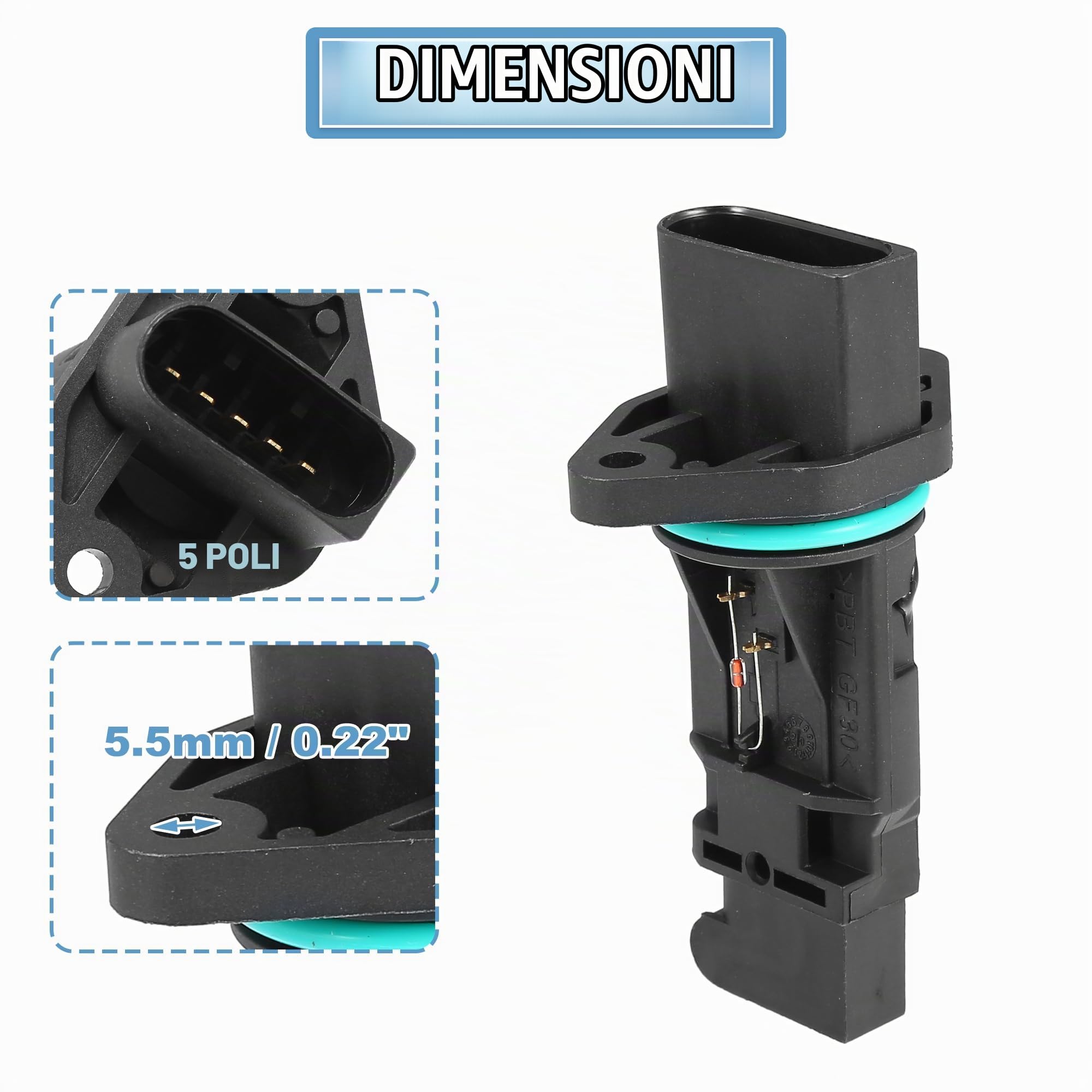 QUARKZMAN Sensore Flusso Aria Massa Misuratore Per Volkswagen Beetle 1 Pc