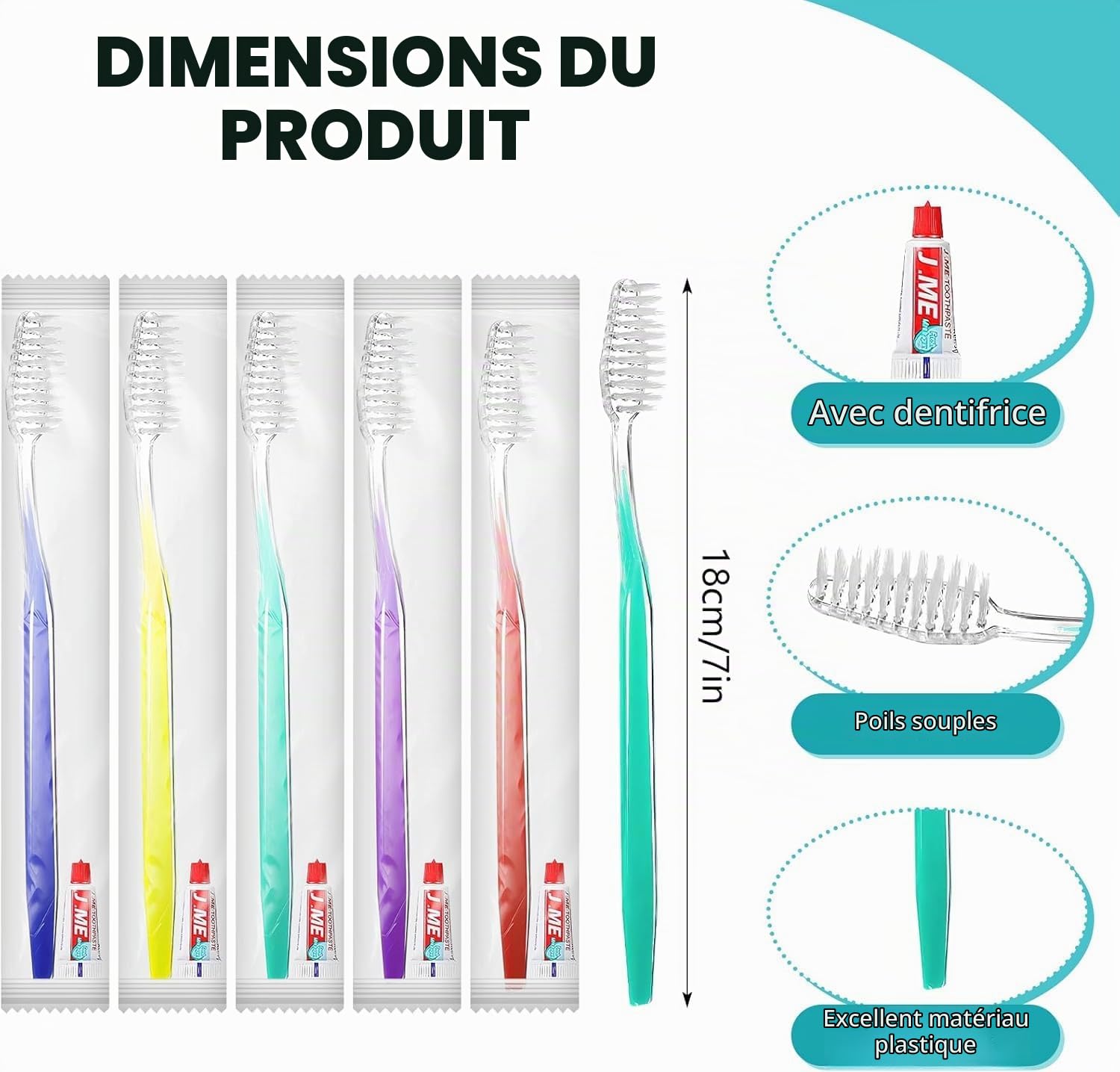 250 Ensembles de Brosses à Dents en Gros avec Dentifrice, Emballés Individuellement — Fournitures pour Sans-abri, Brosse à Dents de Voyage pour Hôtel, Camping, École