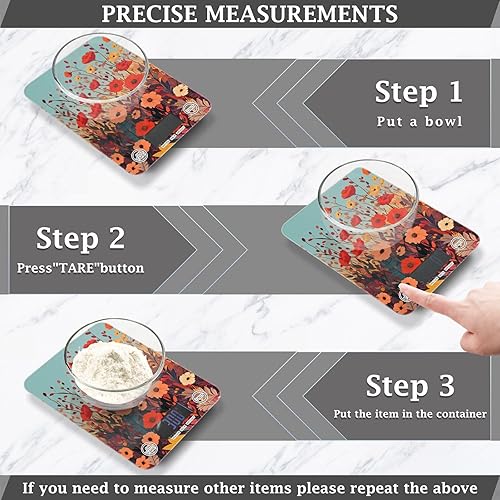 Miniatura 3 de Autumn Poppy Flowers01 Báscula de alimentos para cocina, báscula digital de alimentos, onzas y gramos, para hornear, cocinar, paneles de vidrio