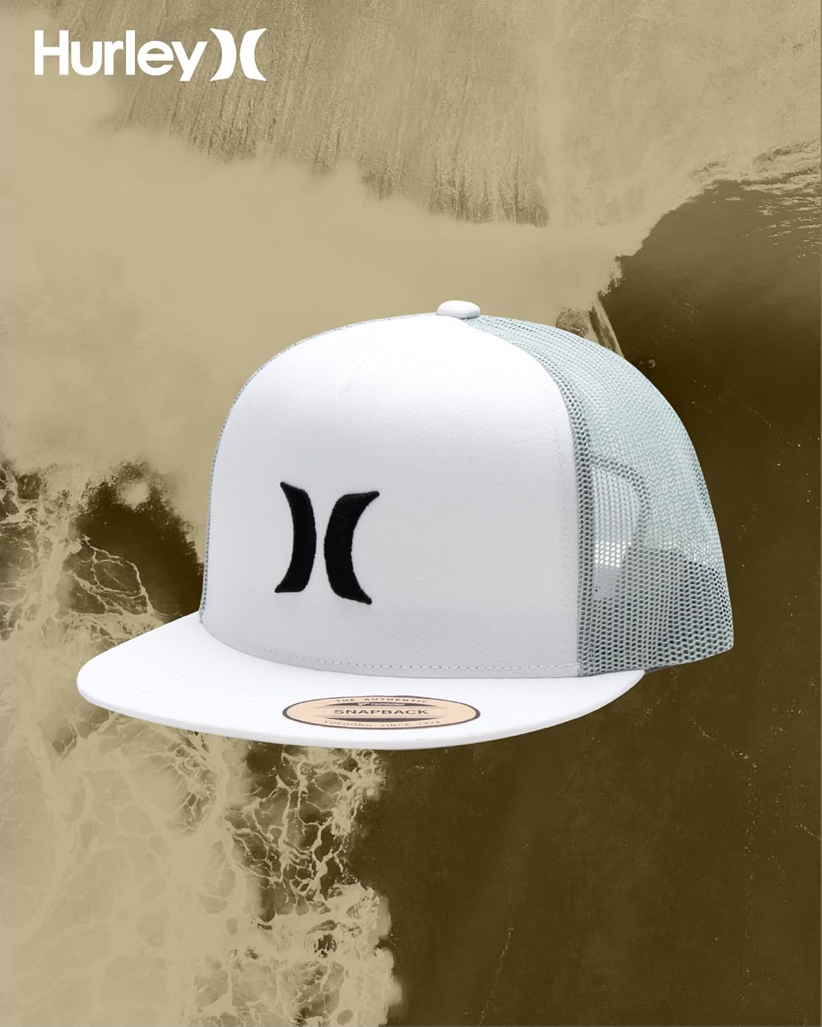 Hurley Mens Caps - Flat Brim Snap Back Baseball Cap Supply Trucker Hats for Men