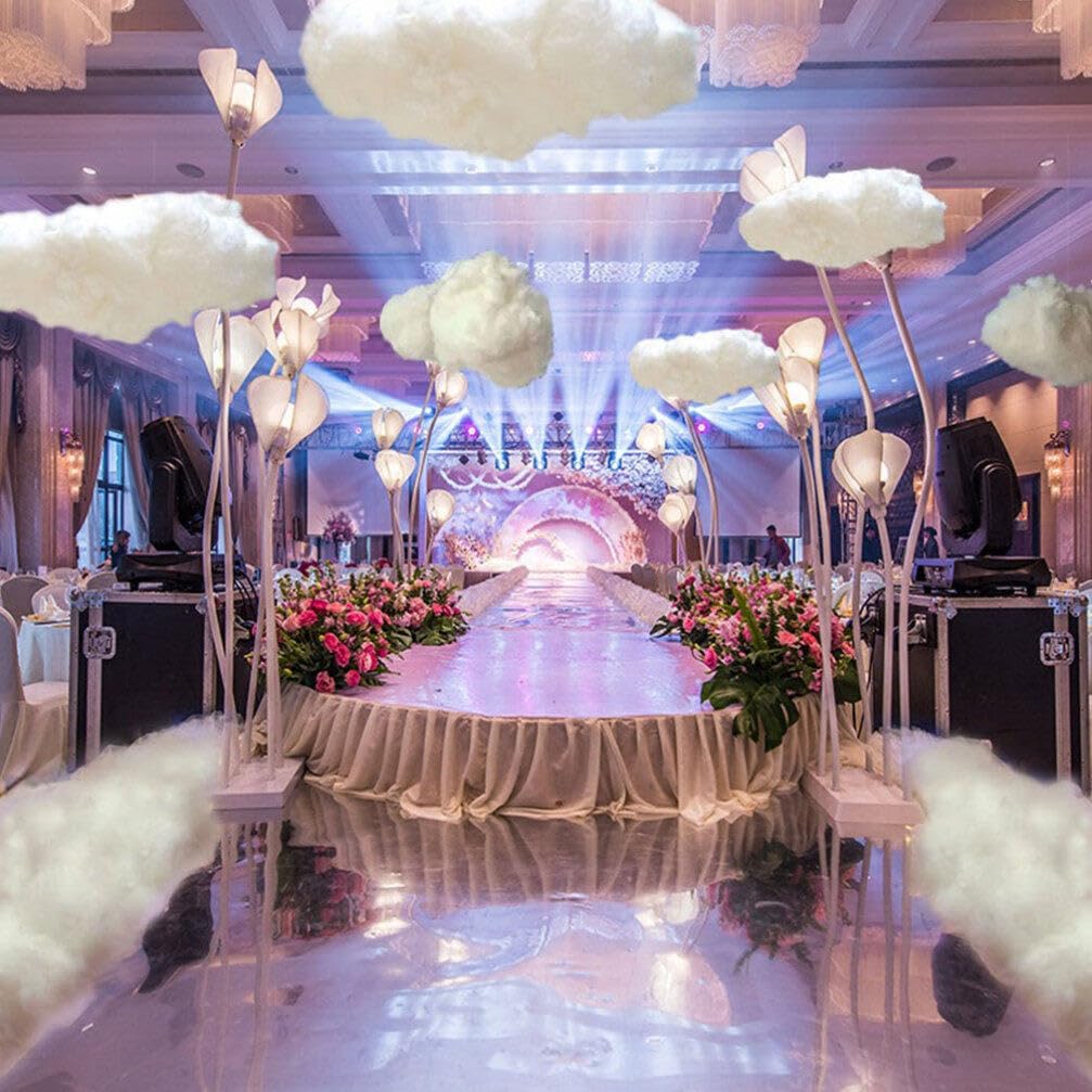 HOMSFOU 4 Piezas Nubes simuladas decoración de Techo Nube decoración Colgante en Nube Nube Brillante Flotante Colgante Colgante de Techo Nubes Blancas algodón Artificial 3D