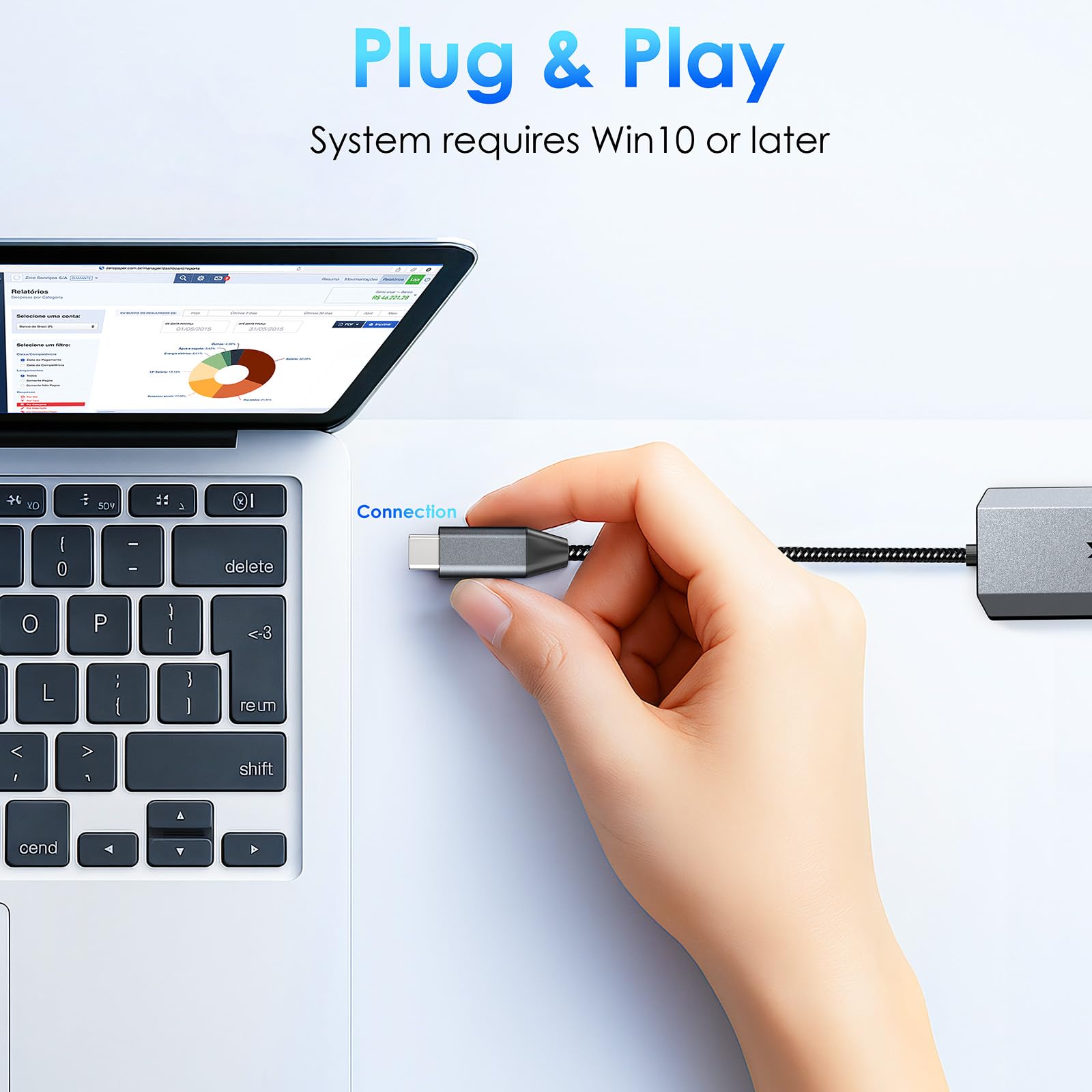 WAVLINK Adaptateur USB-C vers Ethernet, 2.5 Gbps RJ45 Plug and Play Adaptateur réseau, Adaptateur Internet Filaire avec PD 95W, Compatible avec Windows/Mac OS/iOS/Linux/Chrome OS