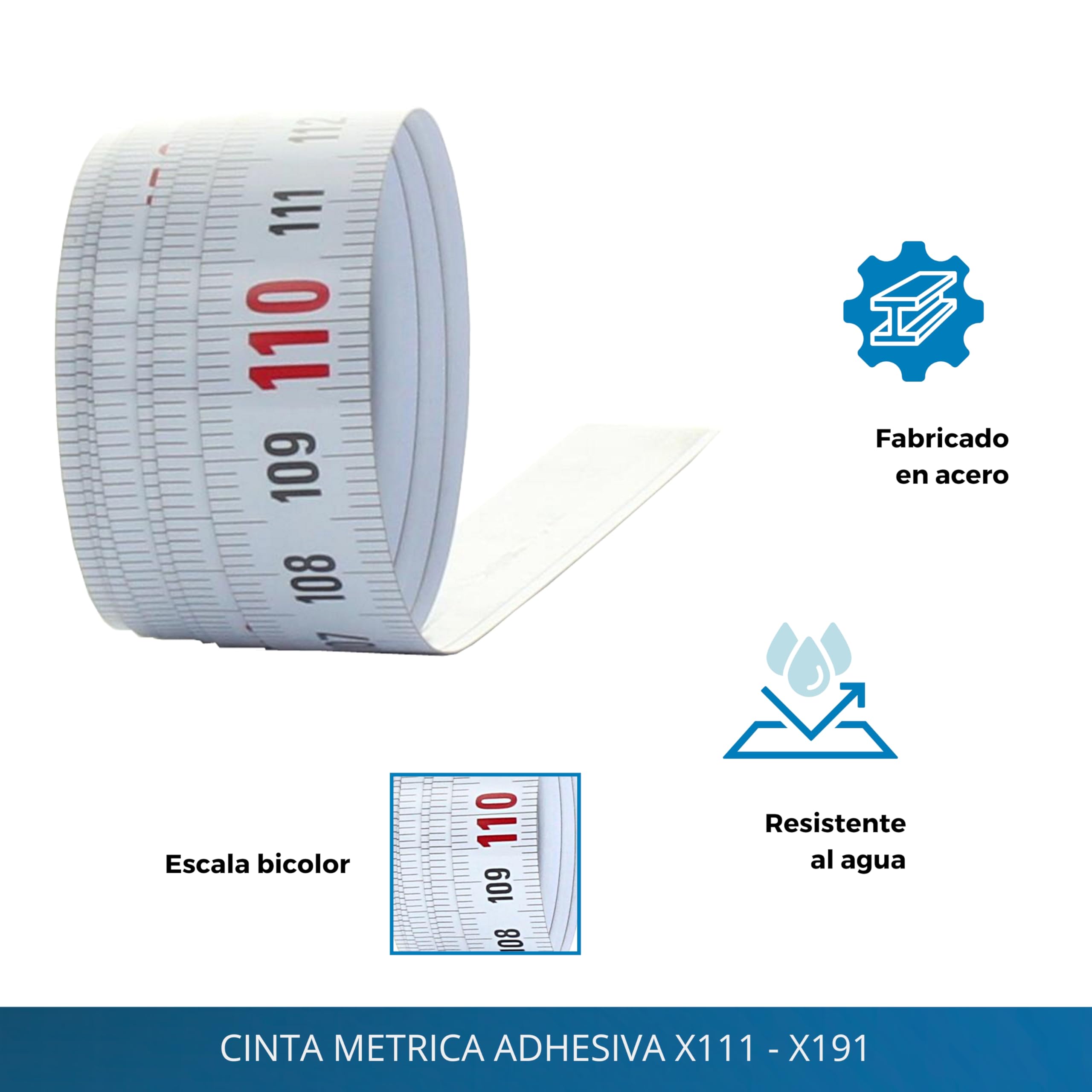 Cinta metrica adhesiva 10m - Cinta métrica autoadhesiva, de derecha a izquierda