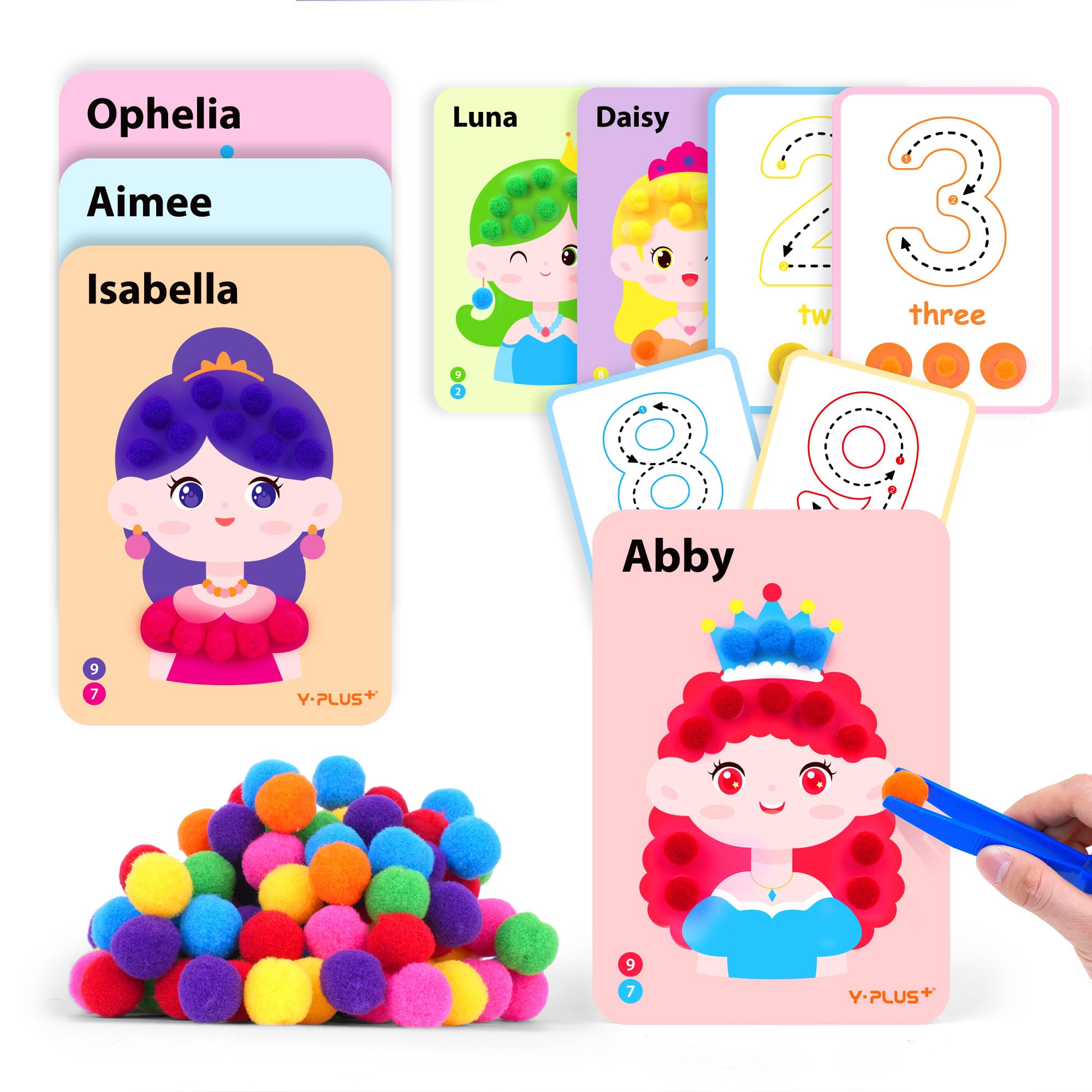 YPLUS Craft Kits for Kids Pompoms Arts and Crafts Ages 3-8, Educational Fine Motor Skills Toys