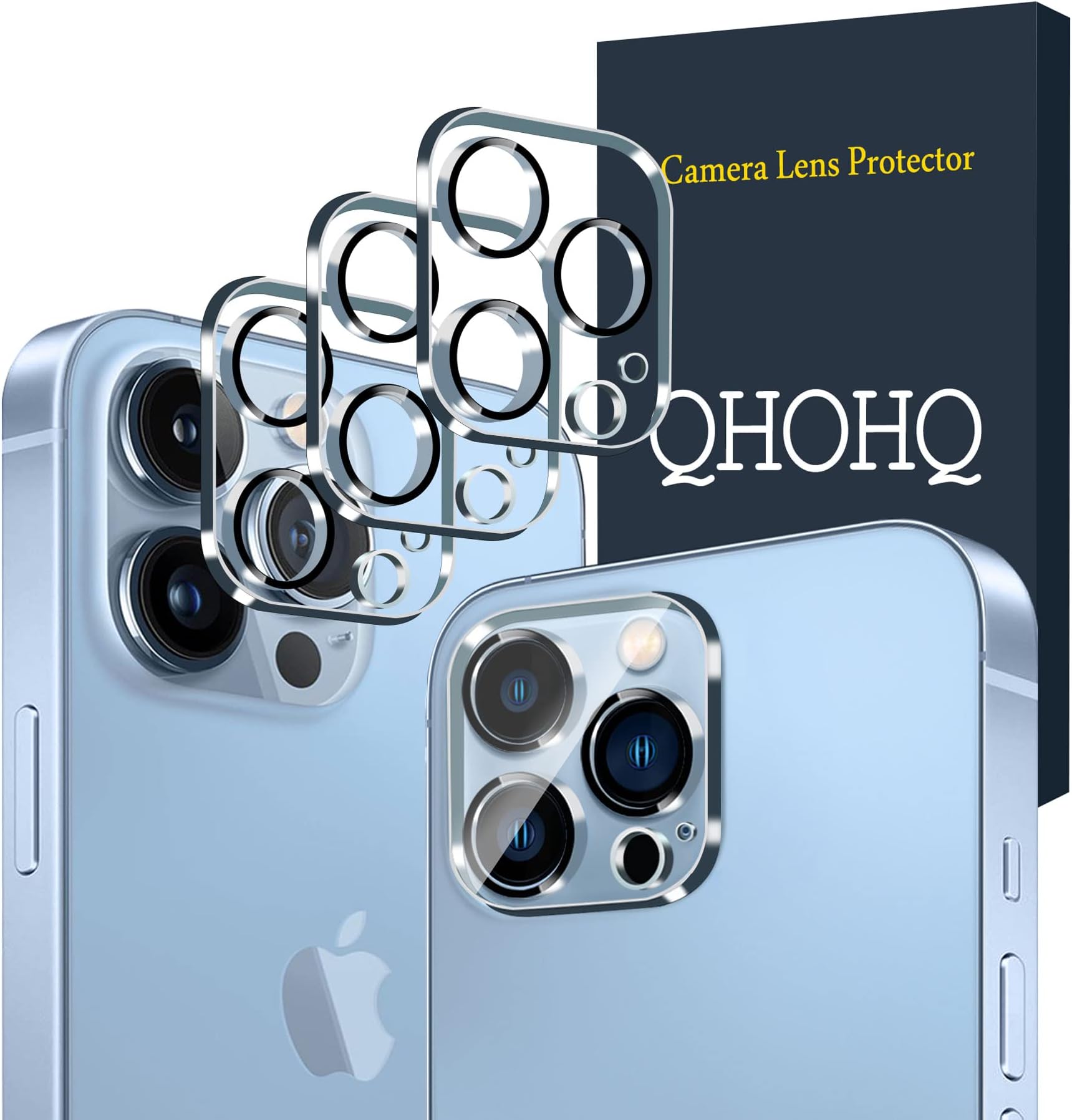 [3 Pack] Tempered Glass Camera Lens Protector for iPhone 13 Pro 6.1" ＆ iPhone 13 Pro Max 6.7", 9H Hardness, Ultra HD, Anti-Scratch, Easy to Install, Case Friendly [Does not Affect Night Shots]