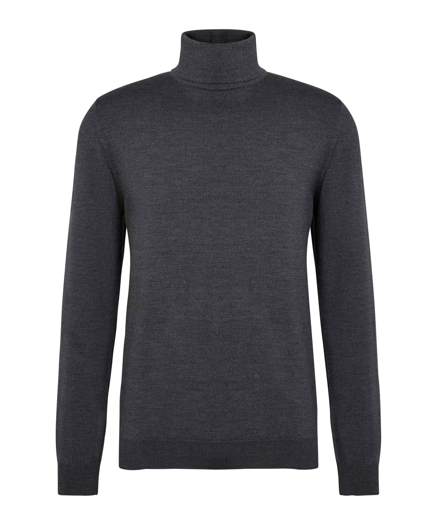 FALKE Hombre Basic Roll Neck suéter pulóver Elegante clásico para el Trabajo y el Tiempo Libre con Cuello Alto Transpirable regulación climática antiolor Lana 1 Pieza