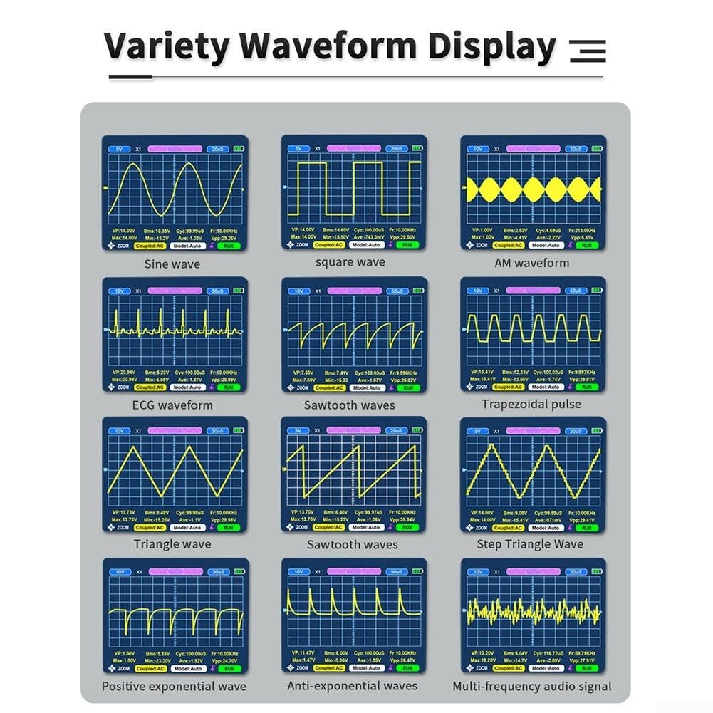 Osciloscopio de mano, 3,2 pulgadas, 50 MSa/s, 10 MHz (2 MHz)