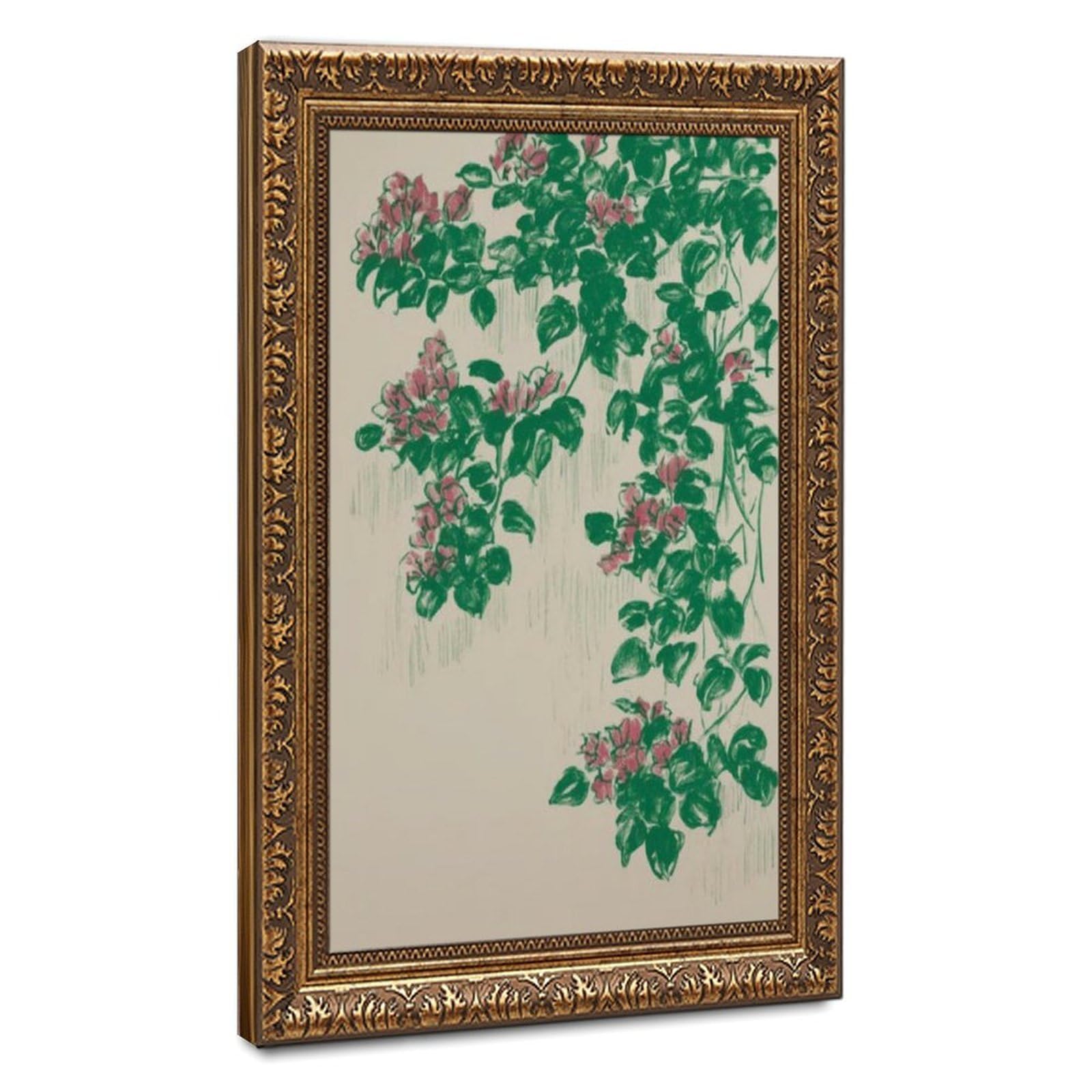 Lxwnze Orange Bougainvillea Courtyard,Mediterranean Garden Art Canvas Poster Bedroom Decor Landscape Office Room Decor Gift 8" L X 12" W