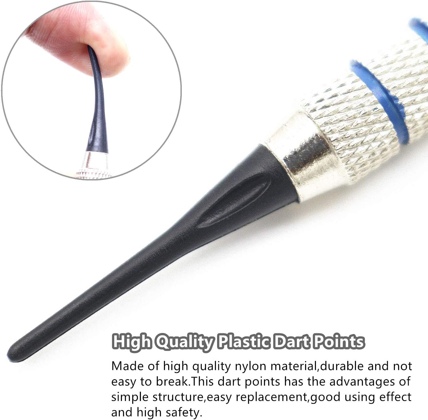 2BA Thread Plastic Tip Dart Points 500 Pack Soft Dart Tips Replacement Plastic Dart Tips with Case Dart Accessories Black
