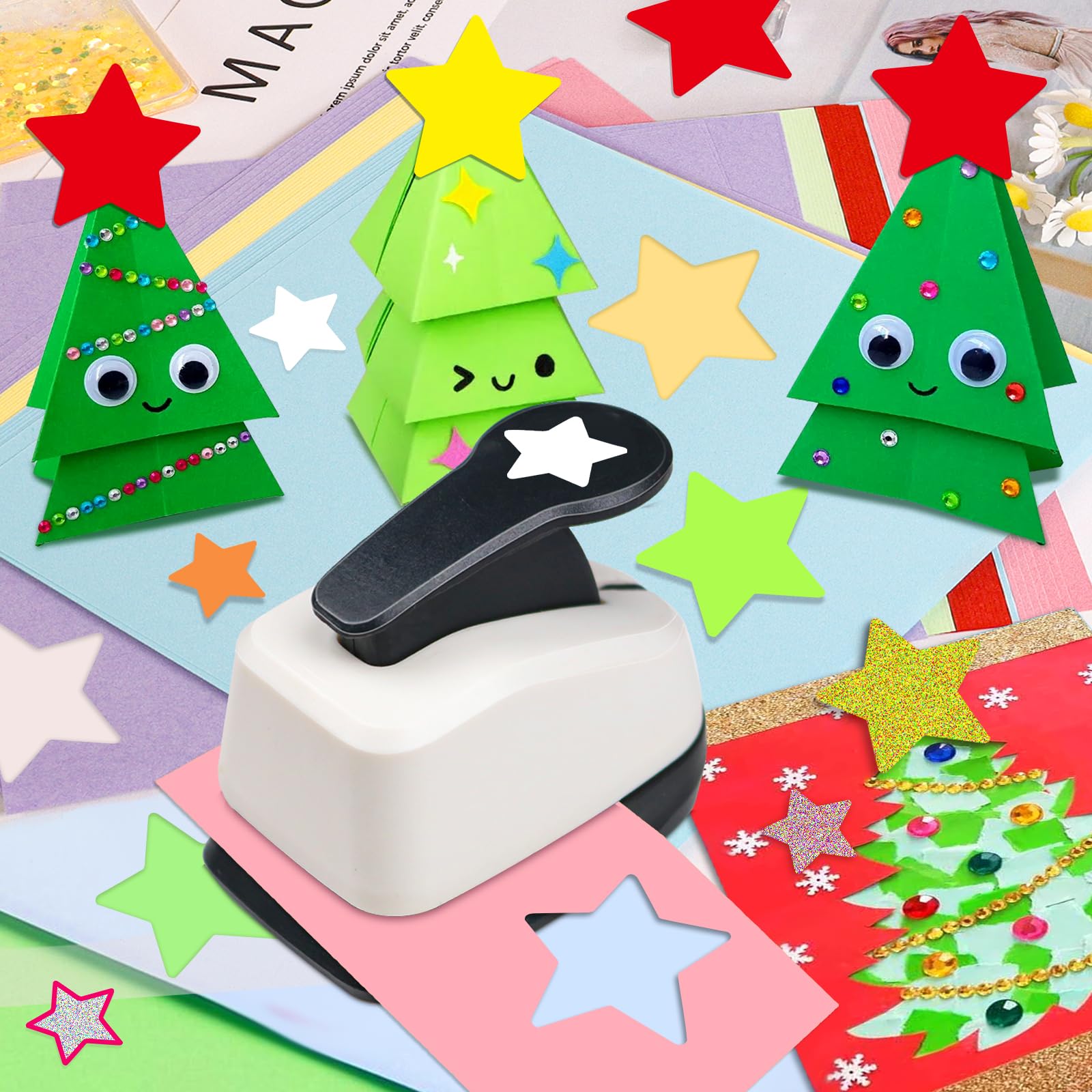 Stern-Lochstanzer, Stern-Papierstanzer, Sternstanzer für Papierbastelarbeiten, StarPuncher zum Basteln, 2,5 cm sternförmige Lochstanzer, Bastelstanzer für Scrapbooking, DIY-Papierprojekte