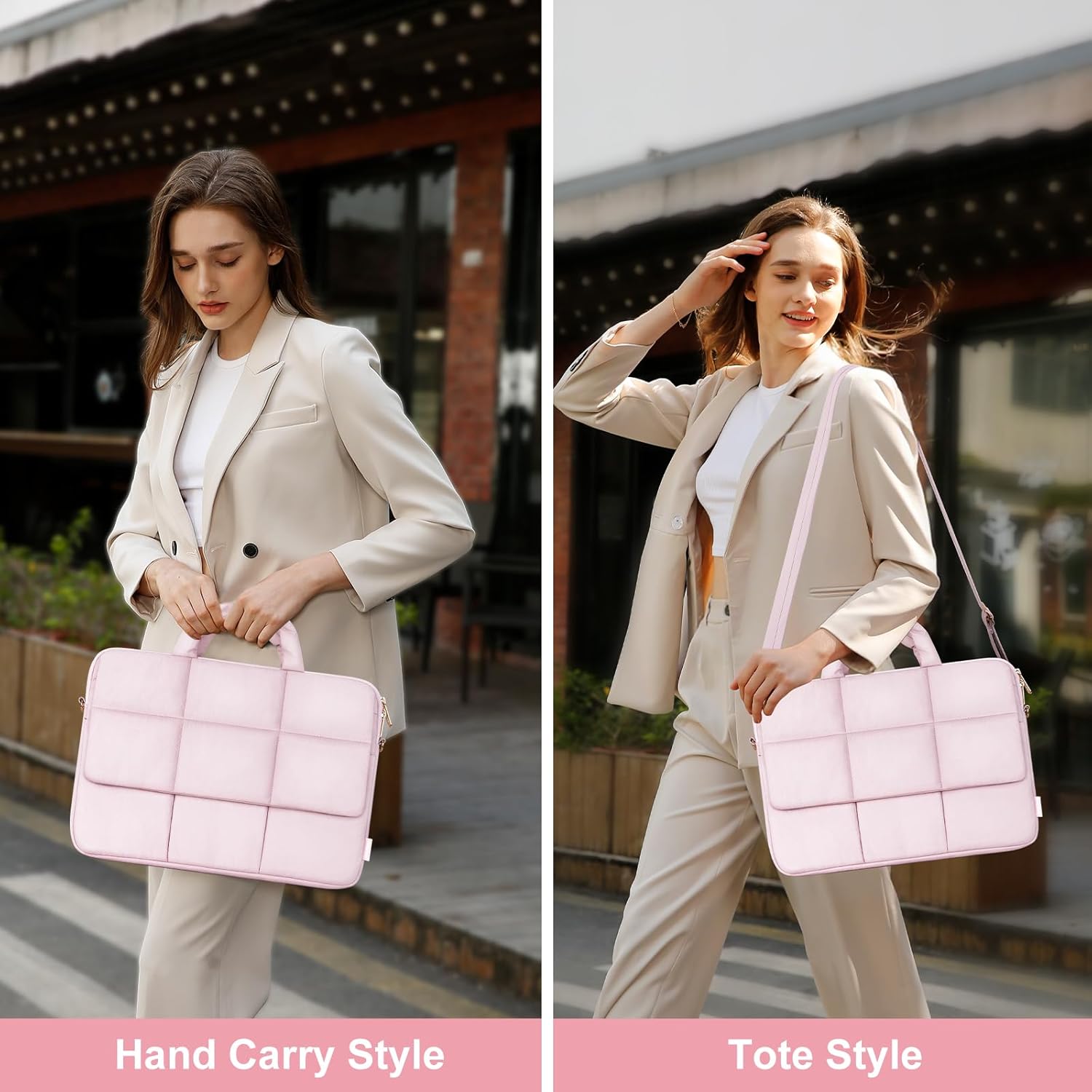 MOSISO Puffy Laptop Shoulder Bag, Messenger Computer Bags, Rectangle Quilted Flapover Sleeve Bag with Zipper&Pocket,