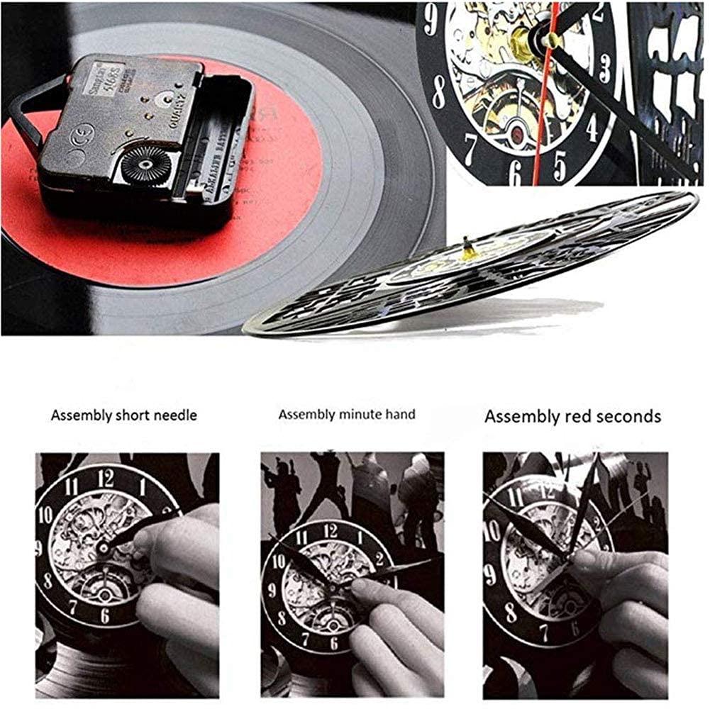 Orologio da Parete in Vinile con LED, Musica Rock, Chitarra Rock Band Musica Arte silenziosa, Decorazioni per la casa, miglior Regalo per Lui e per lei - Uomo, Donna, Fidanzato e Fidanzata