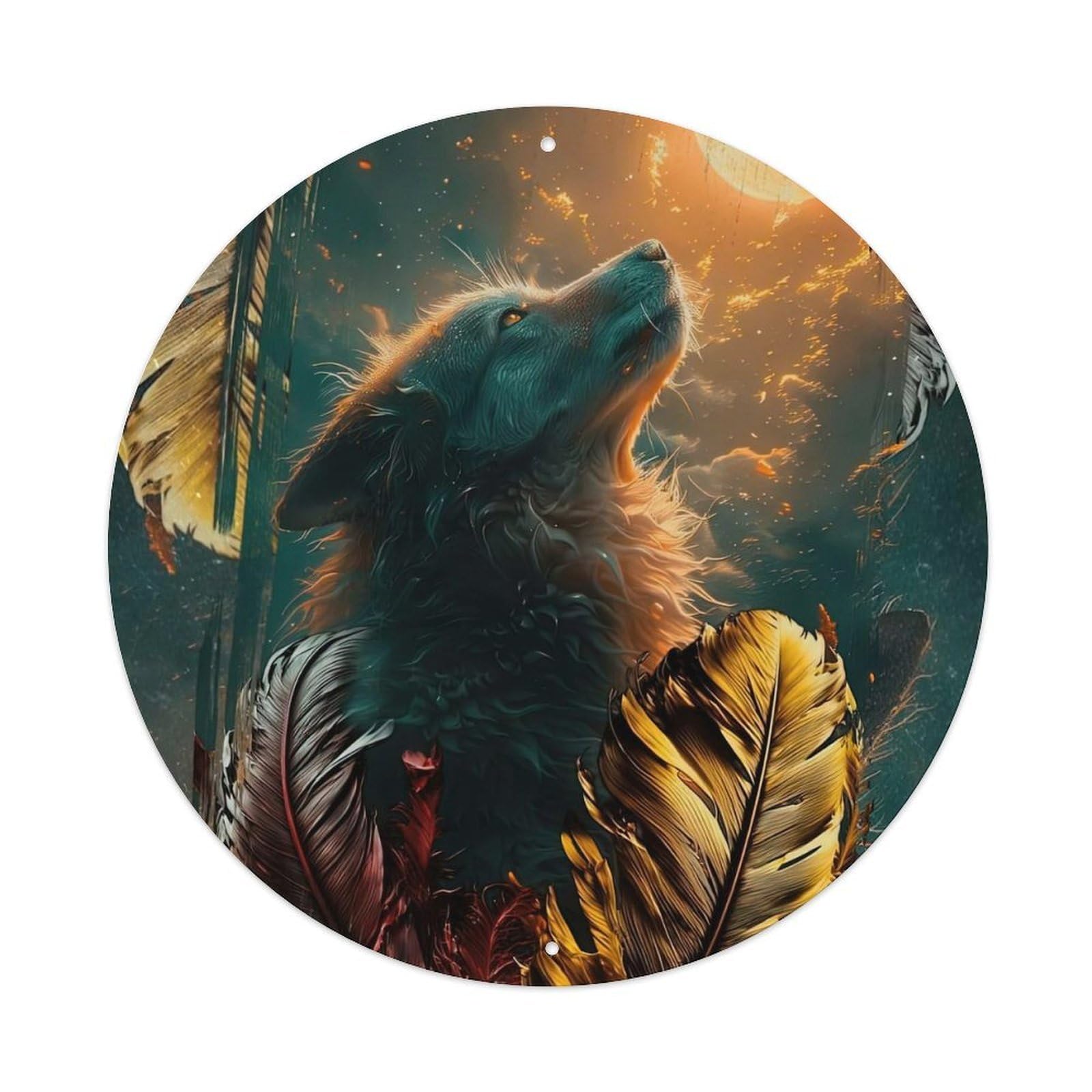 Animal Wolf's Howl in Moonlight Metal Tin Sign