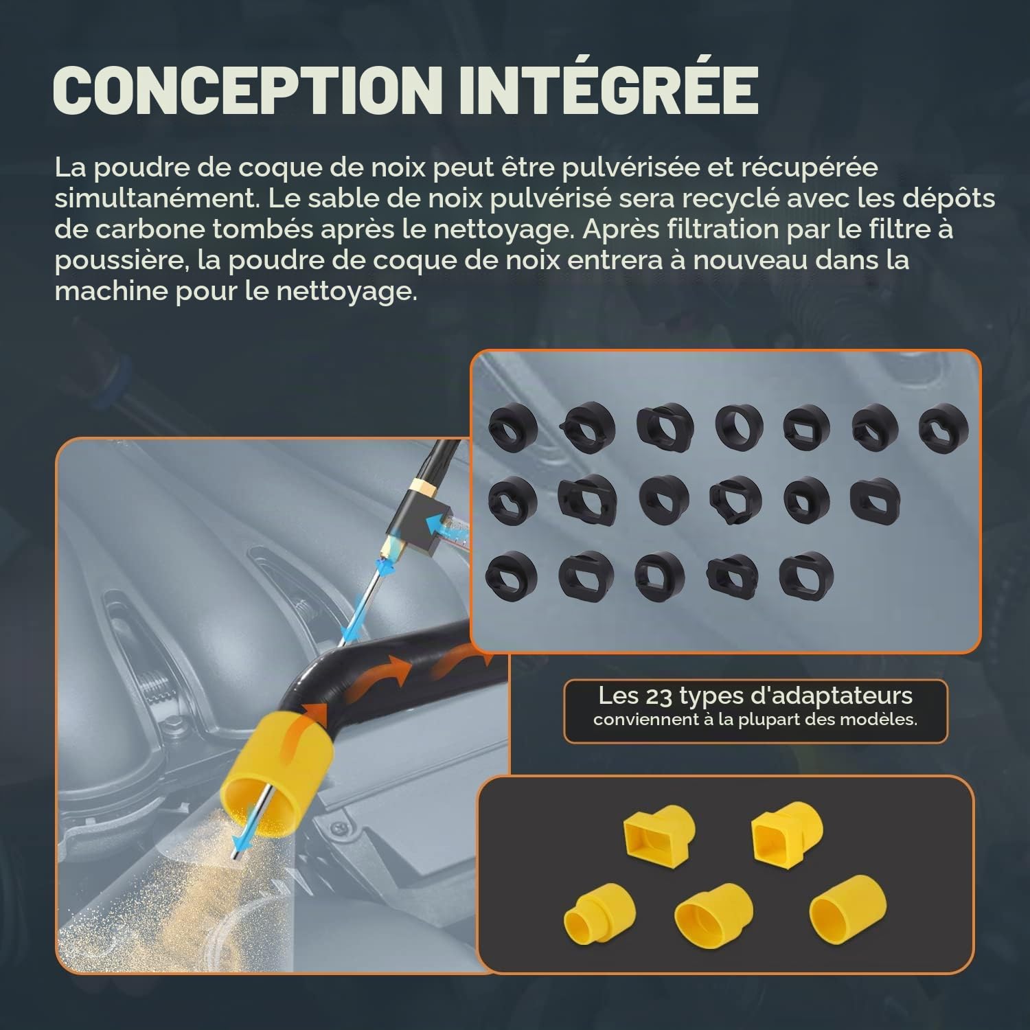 AUTOOL Machine à Sabler électriques, Nettoyage Non destructif des vannes d'admission du Moteur de Voiture, Nettoyeur de Dépôts de Carbone de Moteur par Sable de Noix, avec 2kg Sablage, 220V (HTS 558)
