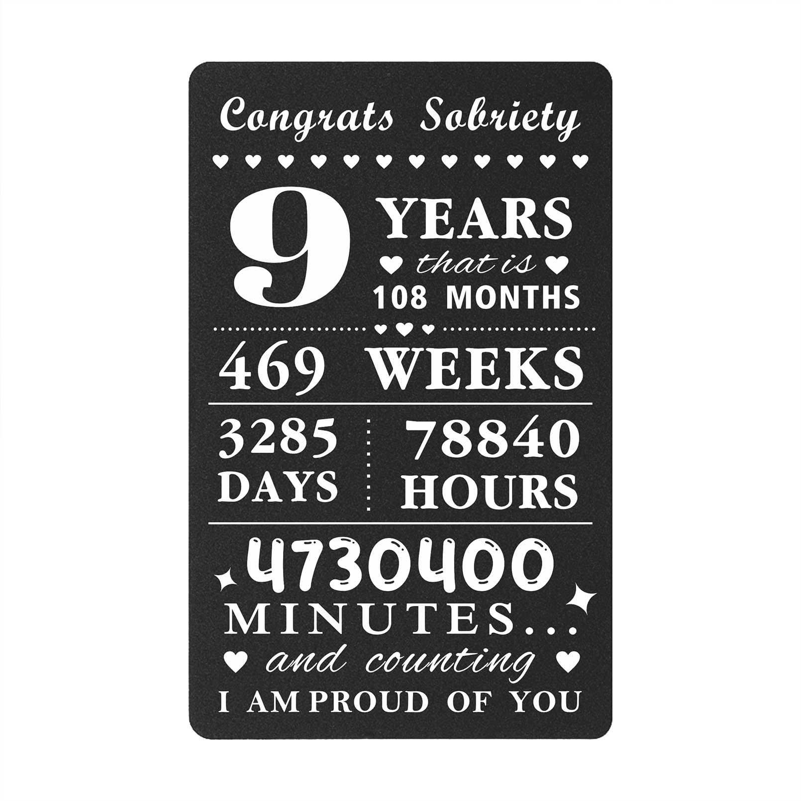 9 Year Sobriety Card for Women Men, 9 Year Sober Gifts, Nine Years AA NA Recovery Anniversary Sober Token