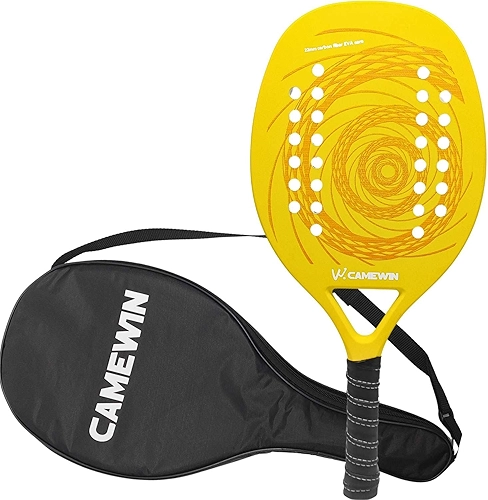 Raquete Para Beach Tennis Profissional Em Fibra Carbono Com Capa Protetora - Camewin