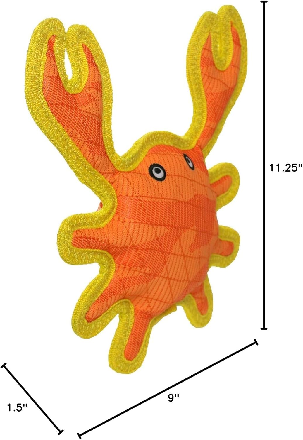 DURA FORCE Durable Woven Fiber-Characters- Squeakers- Multiple Layers. Made Durable, Strong & Tough Play Dog Toy (Tug, Toss & Fetch). Machine Washable & Floats (Orange Crab, Large 2 Pack)