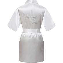 SEALINF Flower Girls Bridesmaid Pure-Colored Robe with Rhinestones for Bridal Party Wedding Getting Ready