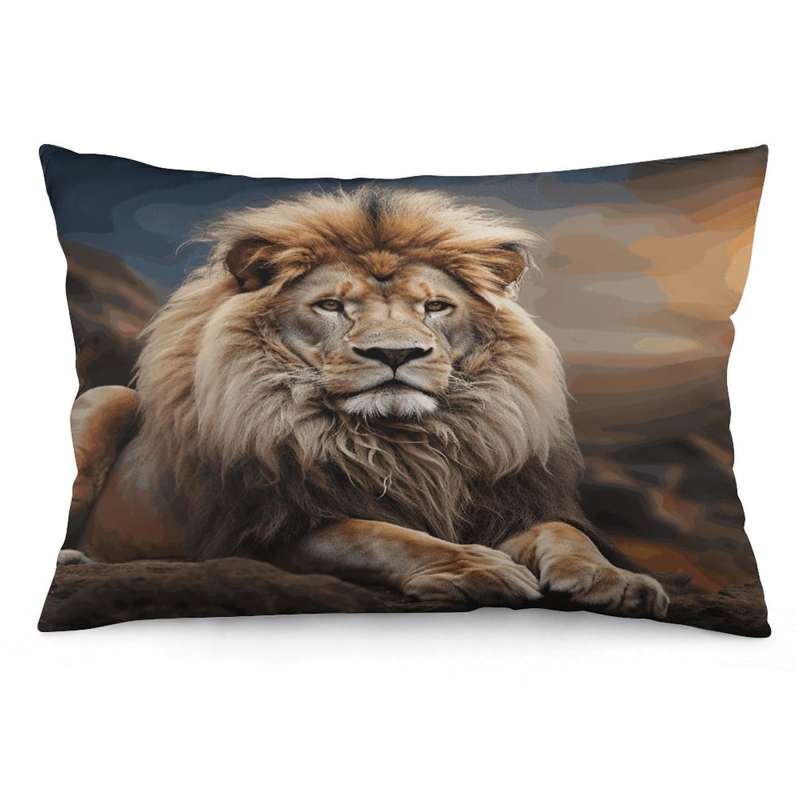 Creative Animals Lion Throw Pillow Cover Soft Lumbar Pillow Covers with Zipper Breathable Rectangular Cushion Case Polyester Pillow Case Decorative Body Pillow Cover for Couch Bed