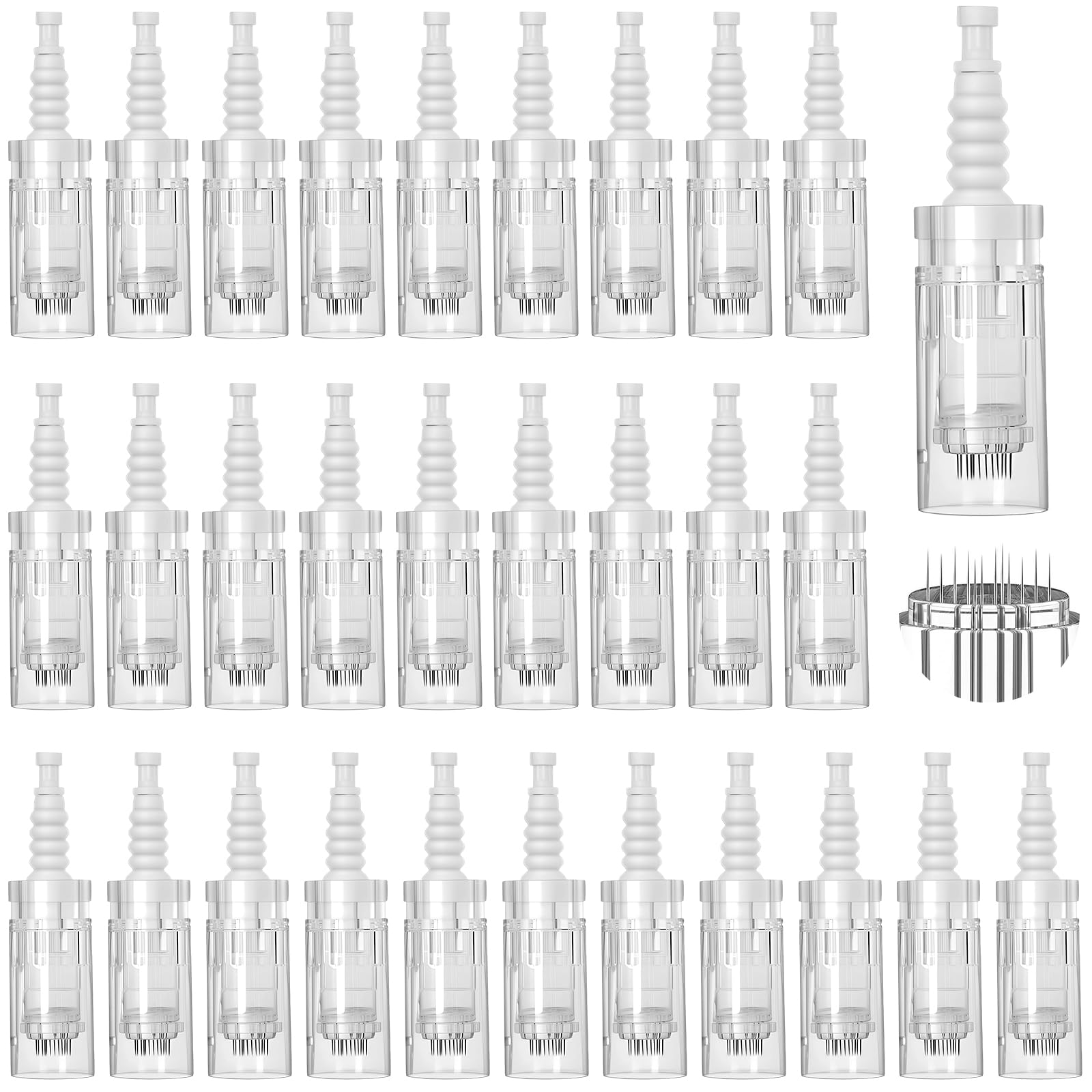 30 aghi di ricambio per microneedling, 12 pin micro nano aghi per modello universale compatibilità con Micro Derma Pen Microneedling, per il ripristino della pelle