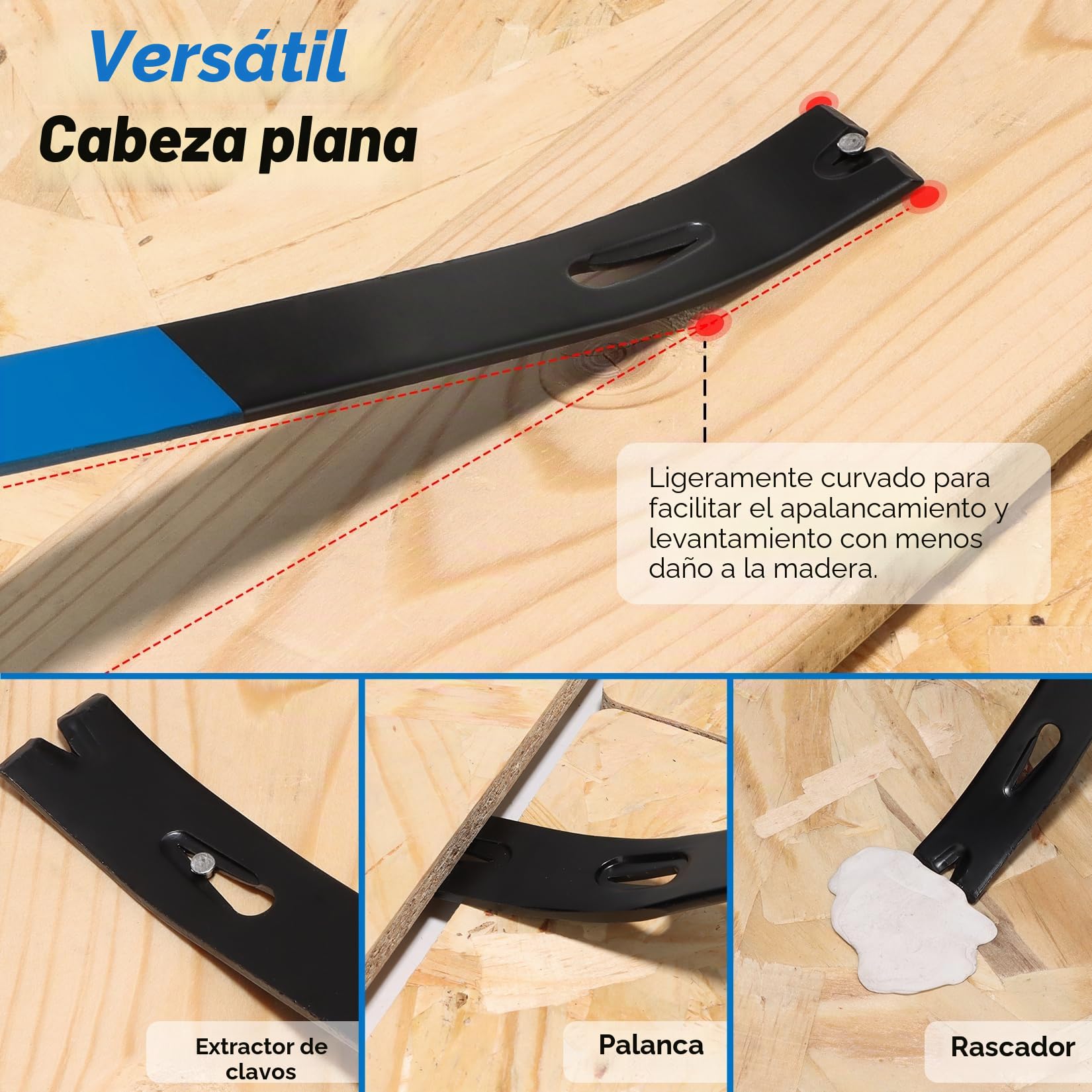 SHALL Juego de 4 palancas, extractor de clavos con forma de pata de gato, palancas de garra plana, alicates de corte de extremos, herramienta para quitar clavos de zócalo, piso y extracción de clavos
