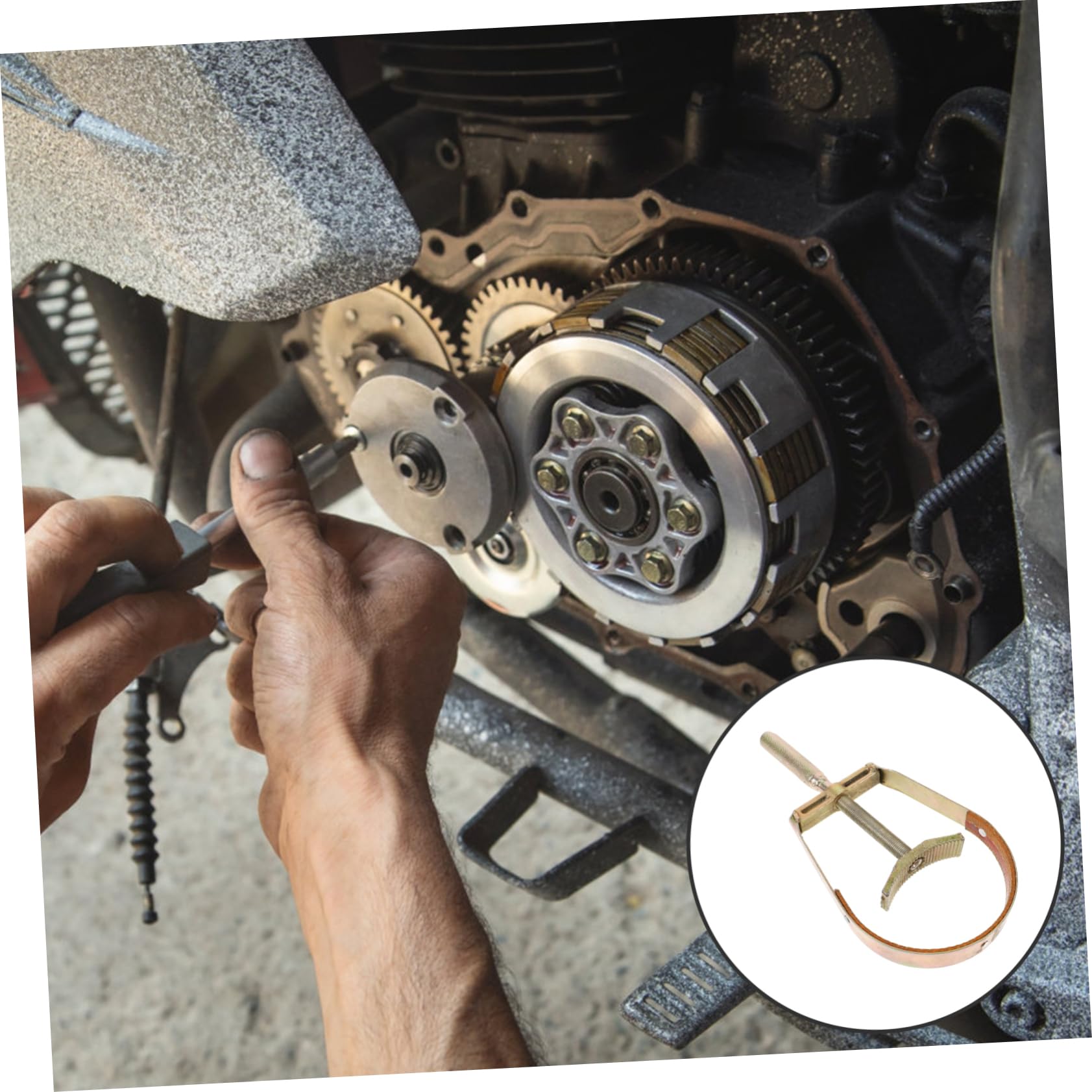 Chiave Fissa Supporto Volano Moto, Dispositivo Serraggio Puleggia, Estrattore Frizione ATV, Utensile Compatto per Manutenzione Meccanica Motociclette