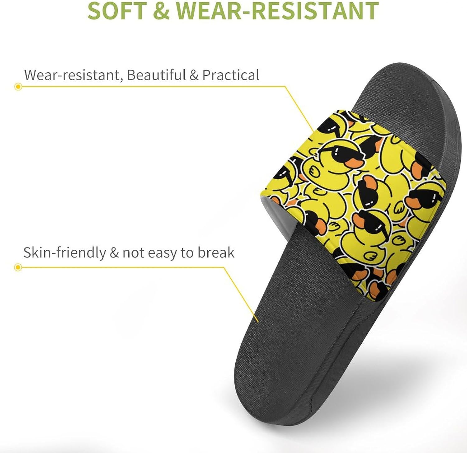Rubber Yellow Duck with Sunglasses Funny Slide Sandals Non-Slip PVC Shower Slipper House Shoes Open Toe Slippers for Adult 46 (287mm) image 4