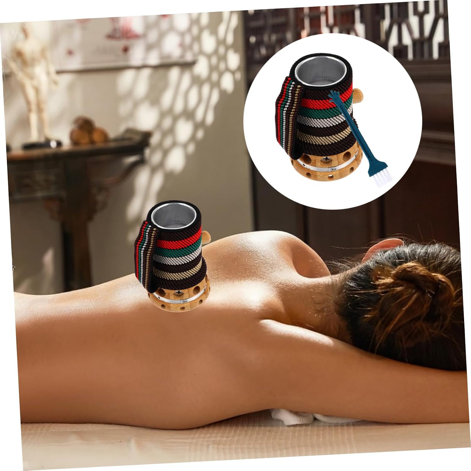 Moxibustion Pot with Fireproof Design Multifunctional Body Care Tool for Moxibustion Gua Sha and Massage Includes Protective Cloth Cover for Safety