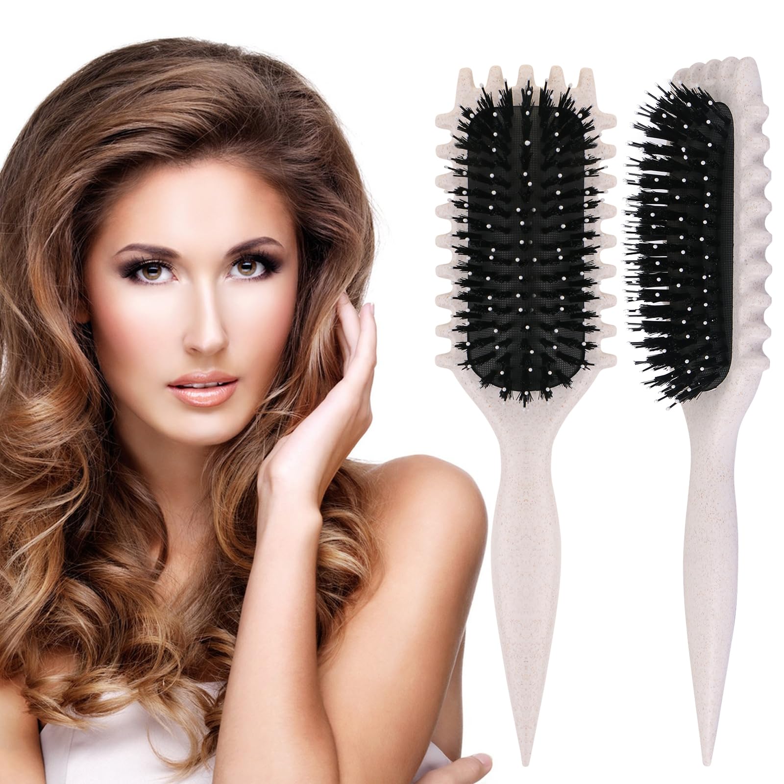 LALASTYLE Curl Brush, Curl Defining Brush for Curly Hair Boar Bristle Hair Brush