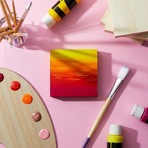 Miniatura 4 de Bright Creations Tableros de lona de madera (paquete de 6), 4 x 4 pulgadas, 0.85 pulgadas de grosor, material de madera de pino, superficie lisa, 6