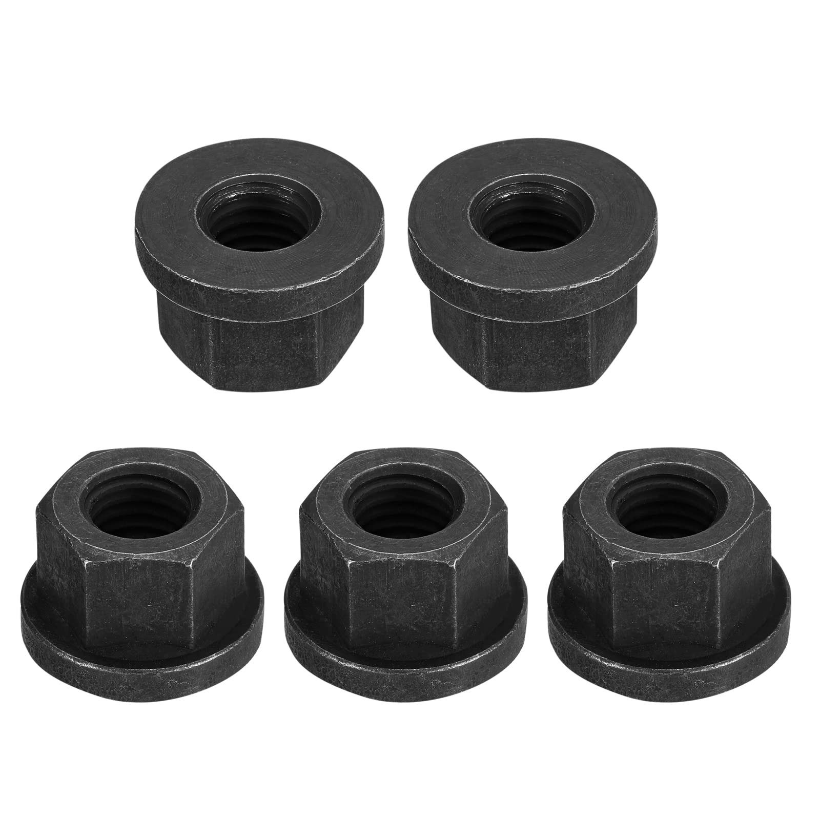 uxcell 5/8-11 Flange Hex Nuts, 5pcs Grade 10.9 Carbon Steel Black Oxide Finished Hex Flange Nuts for Machinery