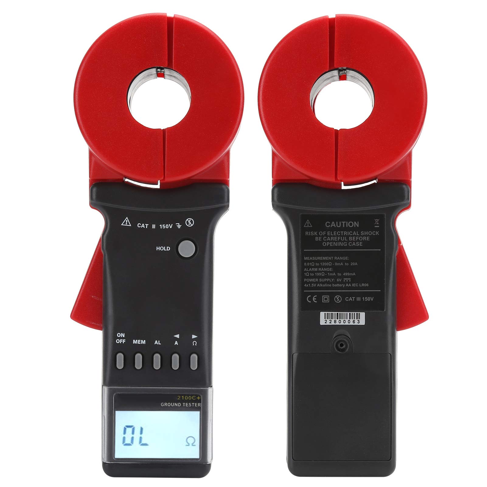 Erdungswiderstandstester Clamp Erdungsmessgerät Multifunktionsklemme 0mA-30A mit 99 Datenspeichersätzen 0,01-1200 Ω (ETCR2100C+ 0.01-1200Ω) (ETCR2100C+ 0.01-1200Ω)