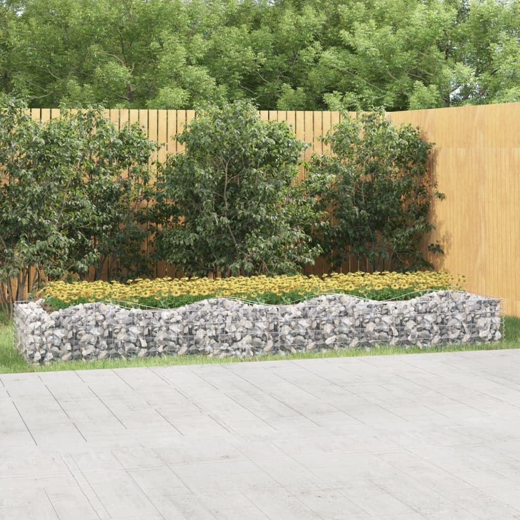 Jardinera de gaviones galvanizada con arco de 400 x 100 x 50 cm como cesta de gaviones estable y maceta para el jardín de hierro