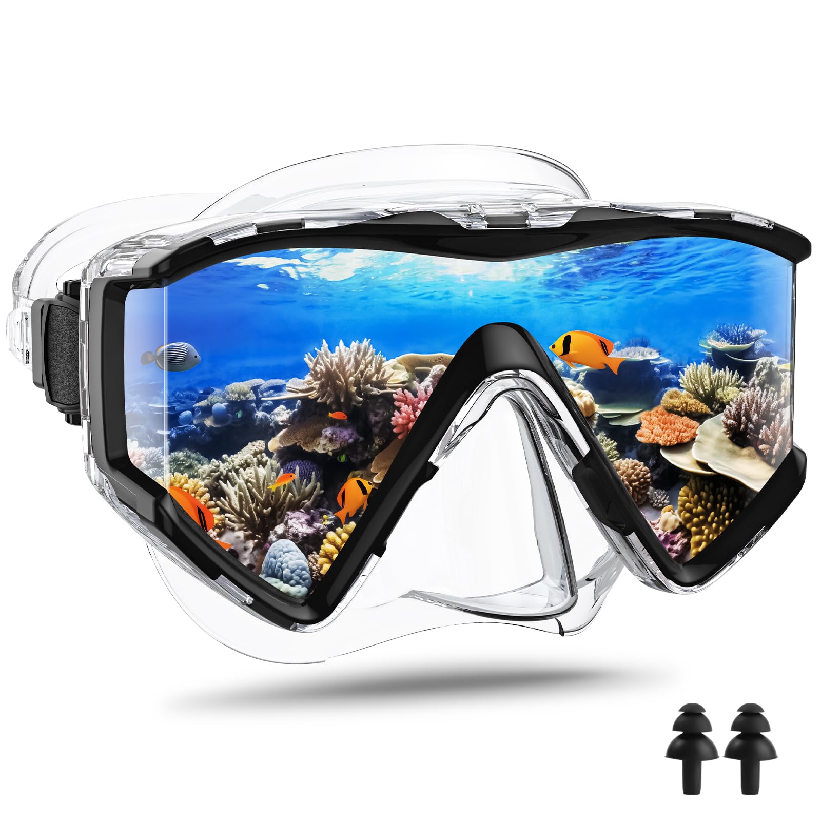 Arlierss Gafas Buceo Adulto, Mascara Buceo para Mujer Hombre, Máscara de Buceo para Adultos, Vidrio Templado con Visión Panorámica Máscara de Esnórquel para Buceo y Natación