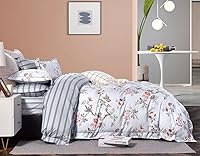 Vista 31 de FADFAY Juego de funda de edredón, ropa de cama floral elegante, beige desgastado con pájaros y flores, juego de funda de edredón vintage de granja