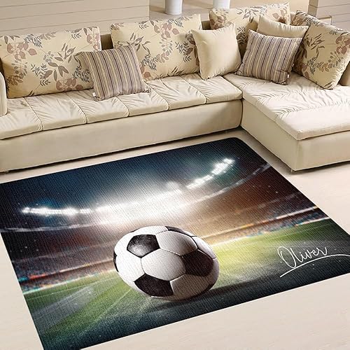Alfombra de fútbol personalizada para dormitorio de niños, impresión 3D, alfombra deportiva de moda para niños, niñas, hombres y mujeres, alfombra