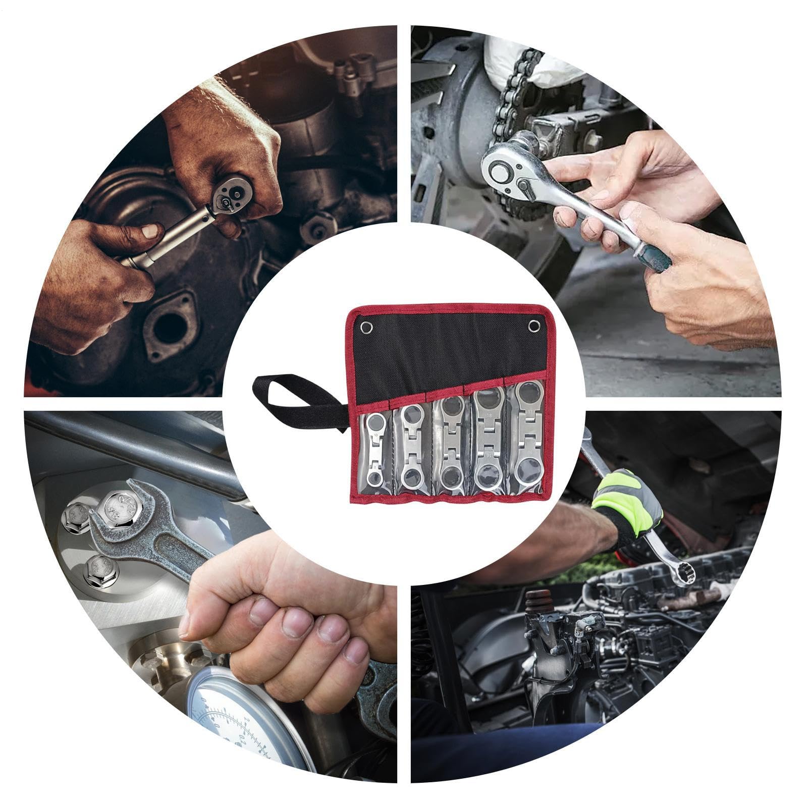 Kit de cliquet à tête flexible à double entraînement pour réparation de constructions automobiles électroniques, pliable à 180 degrés avec outil escamotable