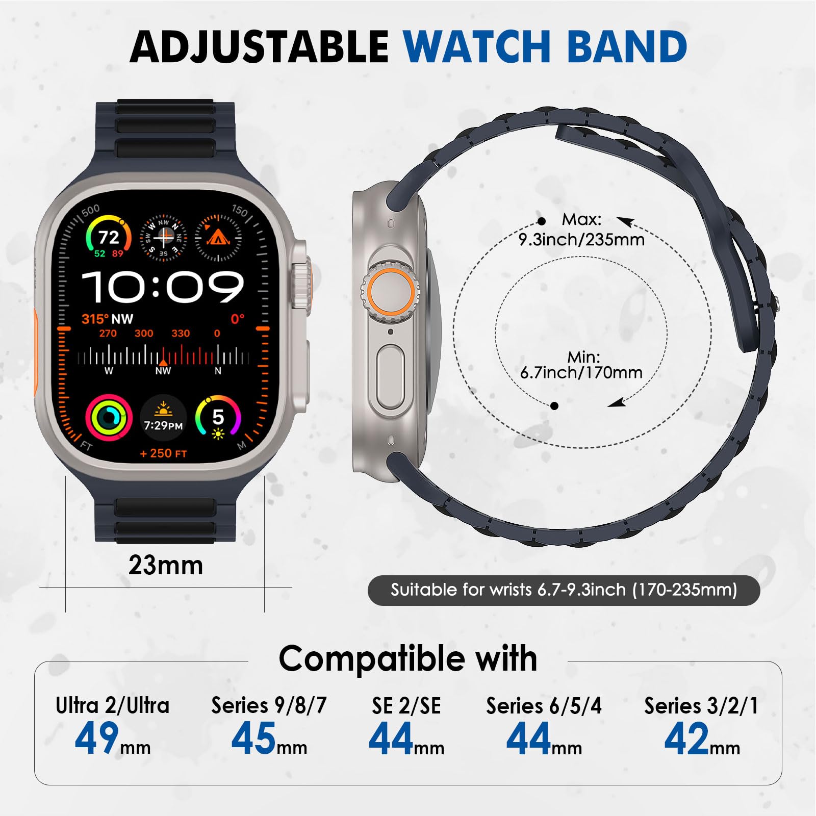 MoKo Cinturino Compatibile con Apple Watch Ultra 2 49mm 46mm 45mm 44mm 42mm per Uomo Donna, Cinturino di Ricambio Sportivi in Silicone per iWatch Apple Watch Serie 10 9 8 7 6 5 SE Ultra 2