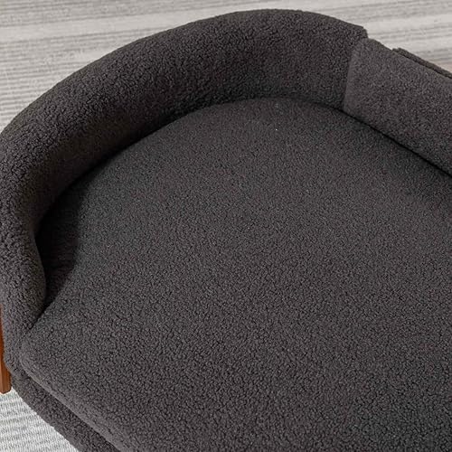 Miniatura 6 de FRITHJILL Elevated Pet Sofa Bed with Solid Wood Legs, Bent Wood Back, and Cashmere Cushion - Luxury Pet Furniture for Cats and Dogs, Grey & Walnut