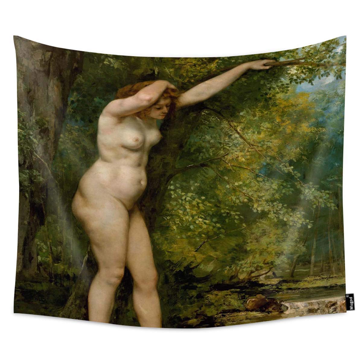 Mugod French Oil Painting Tapestry Realistic Nude Without Prettifying Idealizations in Setting Home Decor Tapestry Wall Hanging for Bedroom Living Room Dorm, 60WX40H Inches