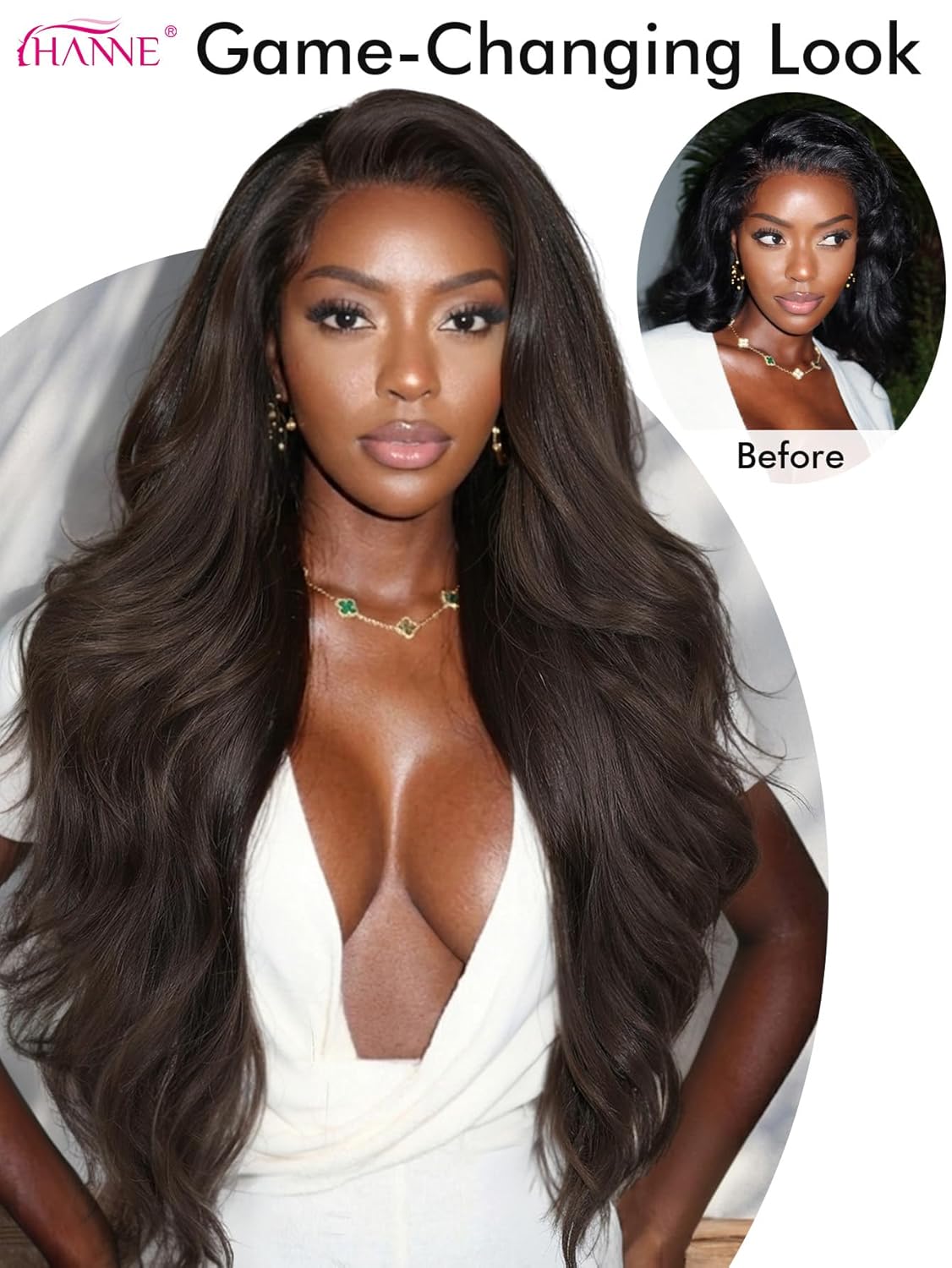 HANNE 13 * 6 Lace Front Wigs for Black Women 29 Inch Synthetic Pre Plucked Wavy Filp Curl Futura Fiber Glueless Brown Wig HD lace frontal Wig Hair Replacement Wigs for Every Occasion (Brown)