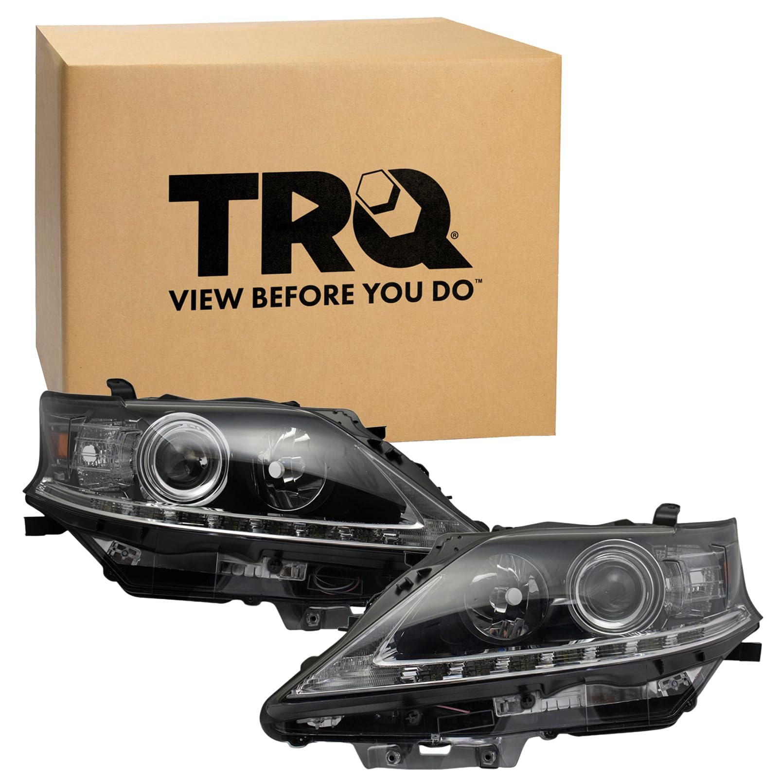 TRQ 2 Piece Headlight Assembly Halogen Set Driver &amp; Passenger Side Compatible with Lexus RX350 RX450h 2013-15 Japan Built LX2518138 LX2519138 8113048A80 8117048A80