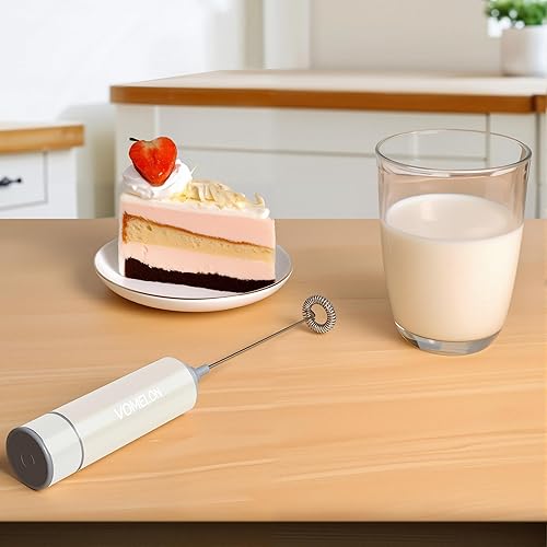 Miniatura 6 de Espumador de leche eléctrico de mano, mezclador de bebidas de café de viaje, baterías incluidas, batidor de acero inoxidable 304 para capuchino con