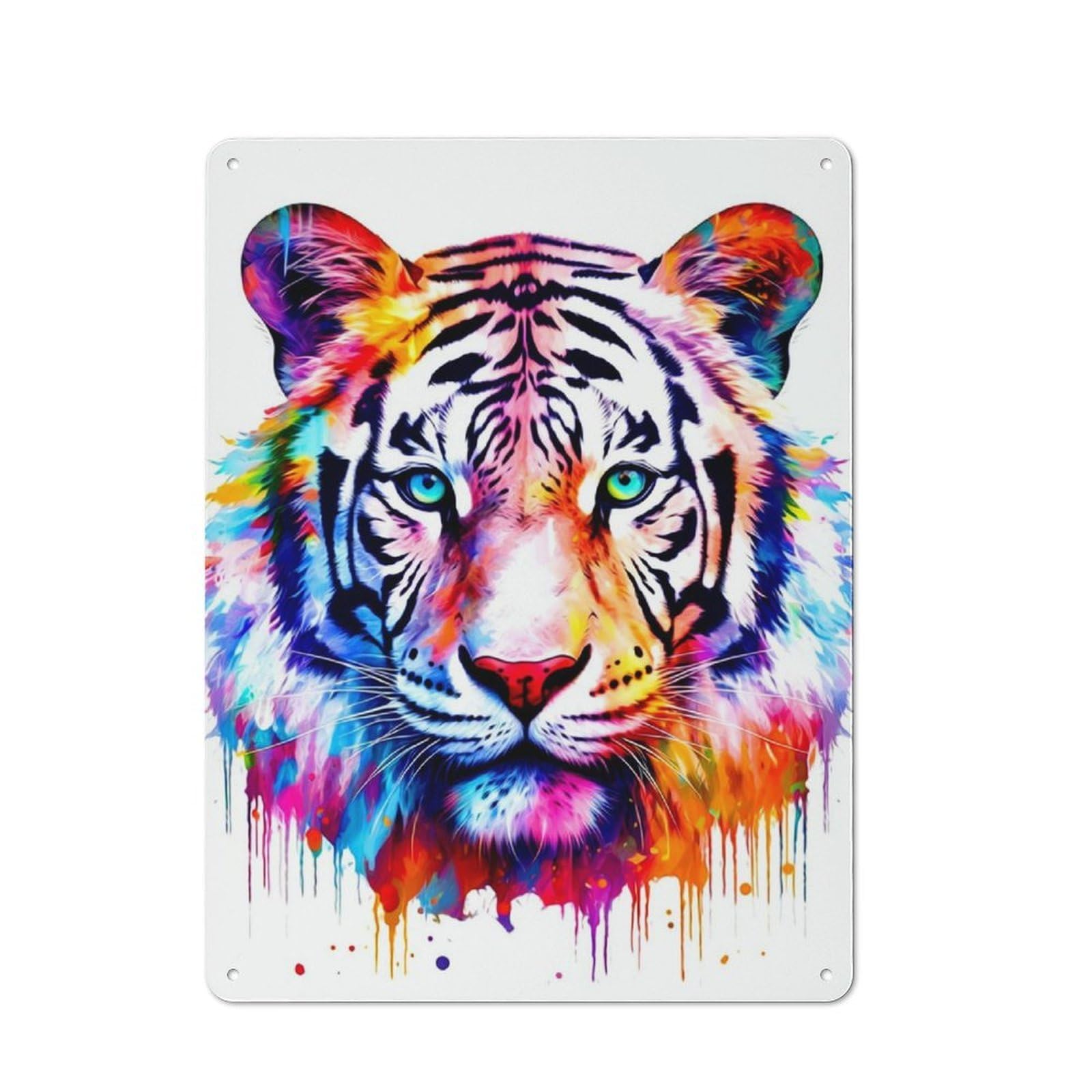 Junmoney Tiger Retro-Style Metal Sign 40X30cm For Studio Or Craft Room, Gift For Studio Decor Lovers During The Christmas Season