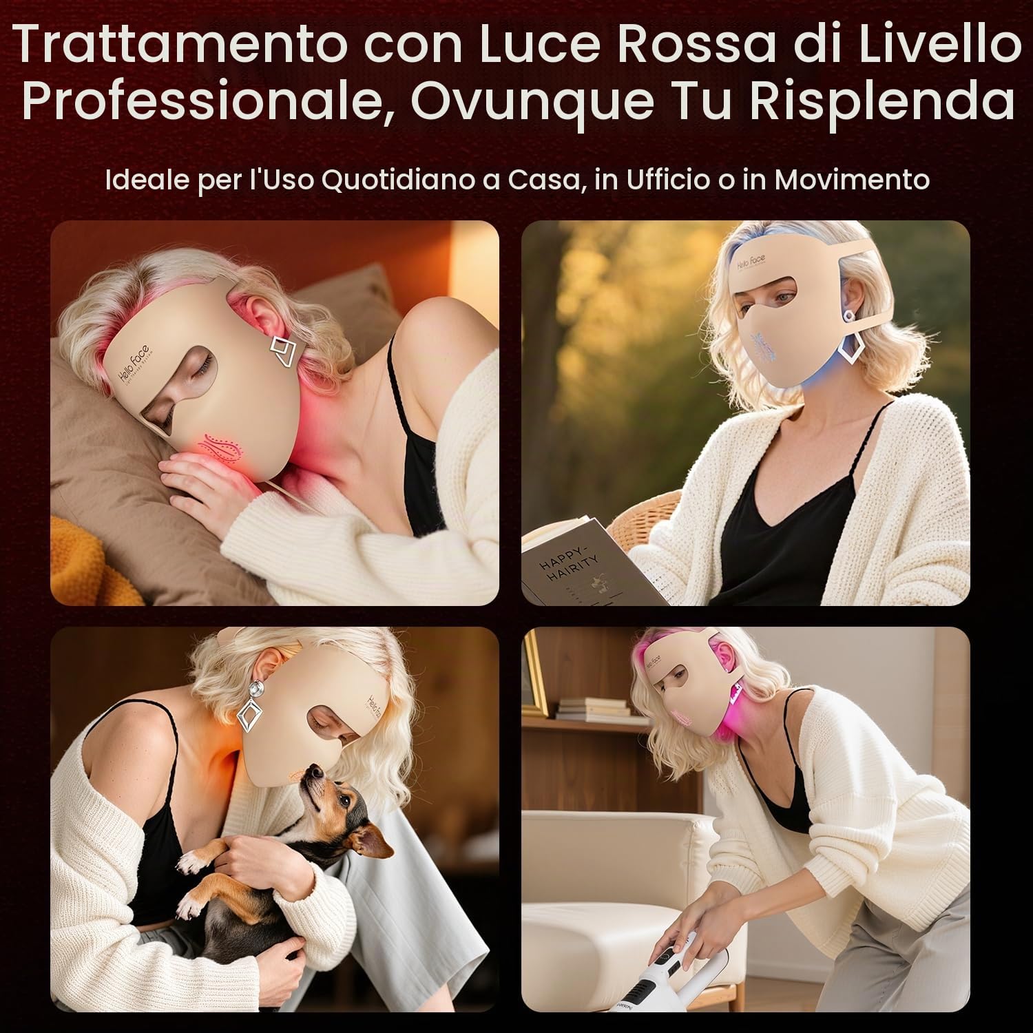 Maschera per terapia a luce rossa