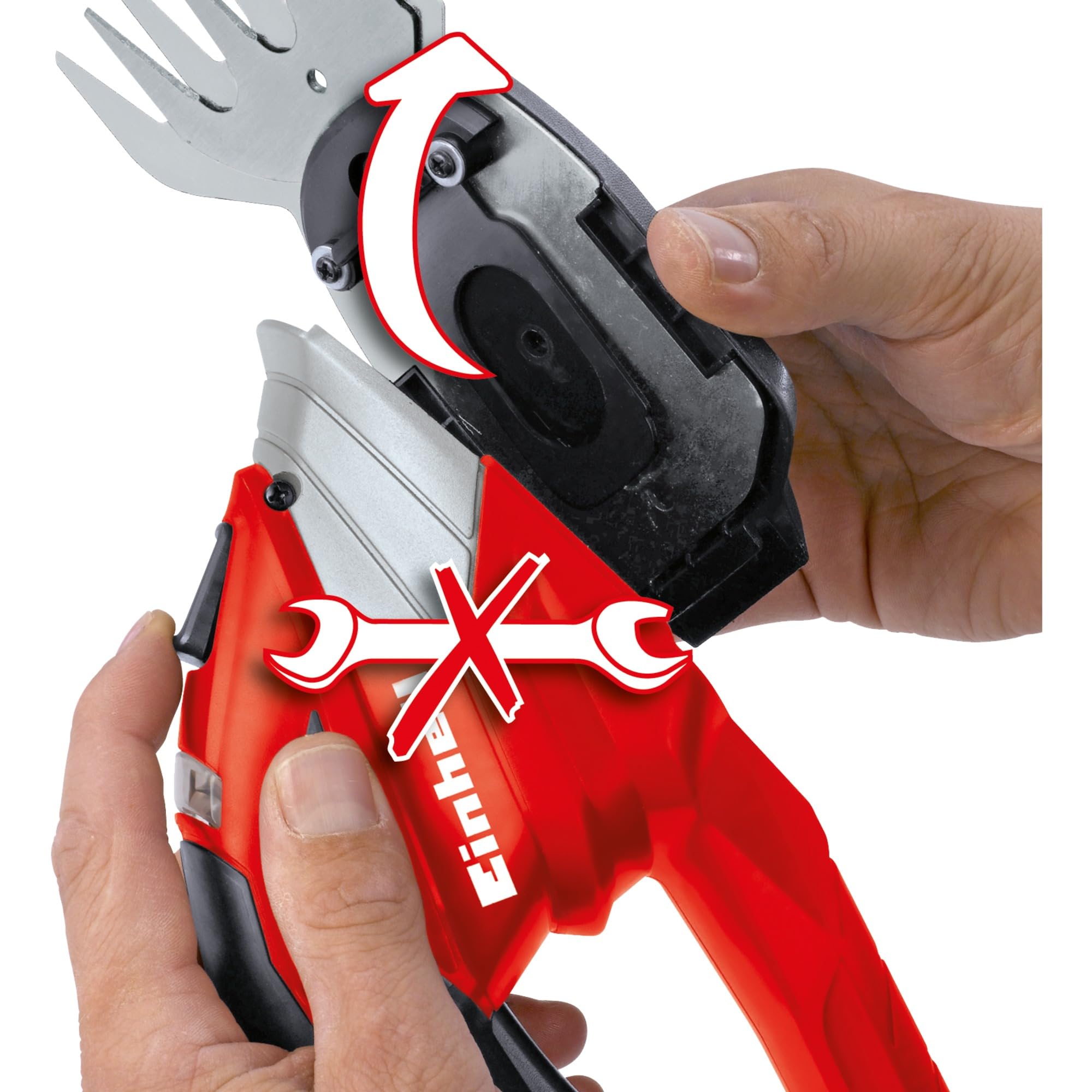 Einhell GE-CG 12 Li akumulatorowe nożyce do trawy i krzewów (litowo-jonowe, 12 V, 1,5 Ah, beznarzędziowa wymiana noży, nóż cięty laserowo, metalowa przekładnia, uchwyt teleskopowy, miękki uchwyt,