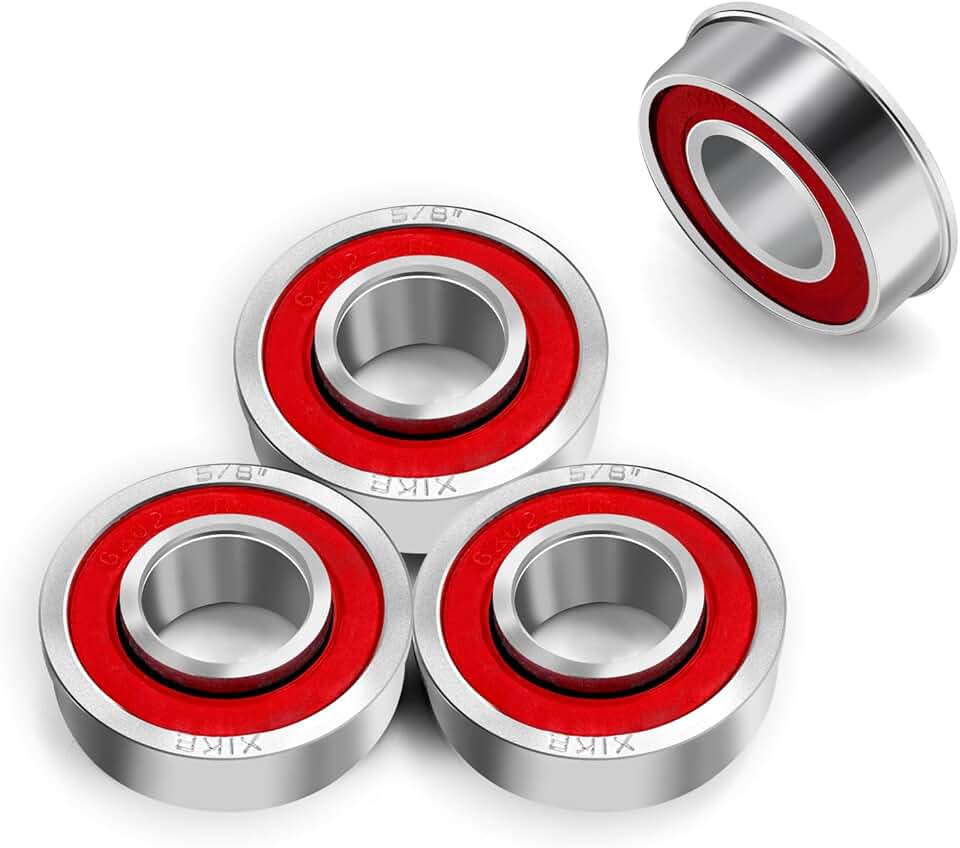 XIKE Conjunto de 4 Rolamentos de Esferas Flangeados, Diâmetro Interno de 5/8" X Diâmetro Externo de 1-3/8", Aplicáveis para Substituição de Rodas de Cortadores Deg, Carrinhos de Mão, Guinchos